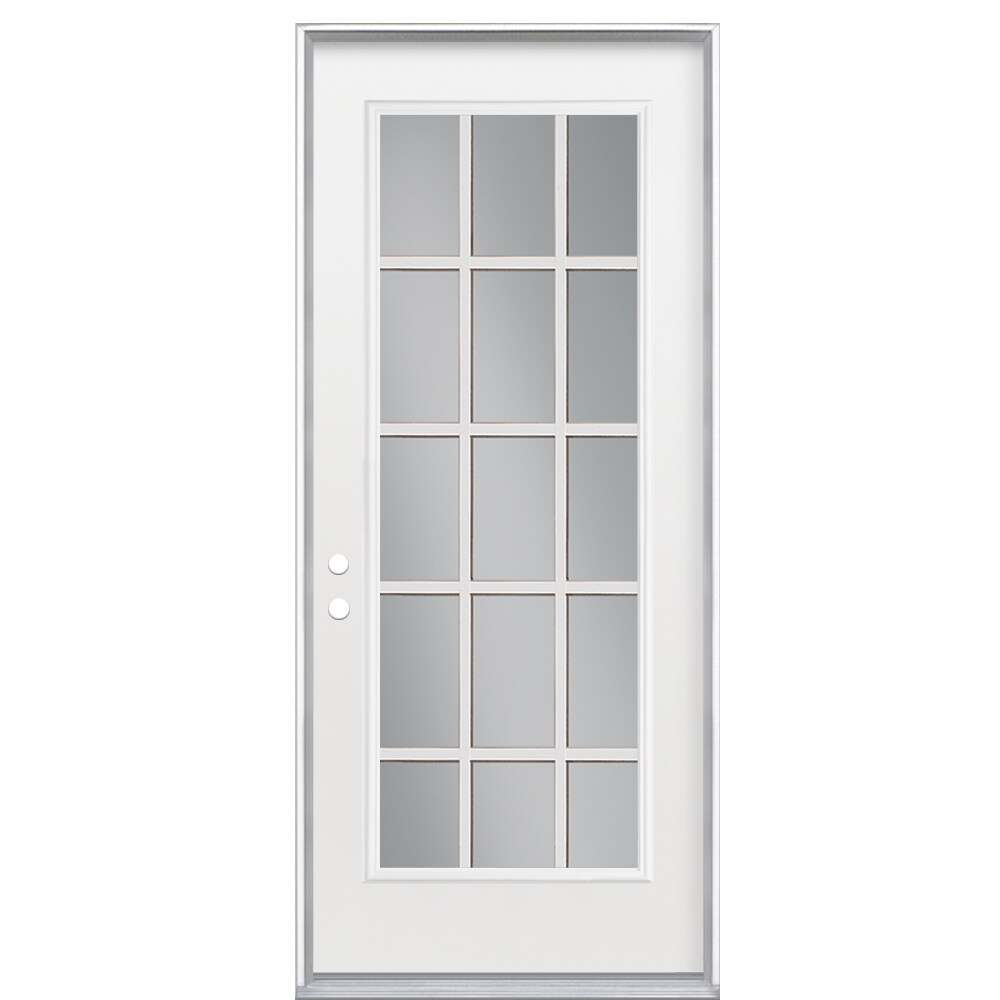 Masonite 36 In X 80 In Steel Full Lite Right Hand Inswing Primed Single Front Door Insulating