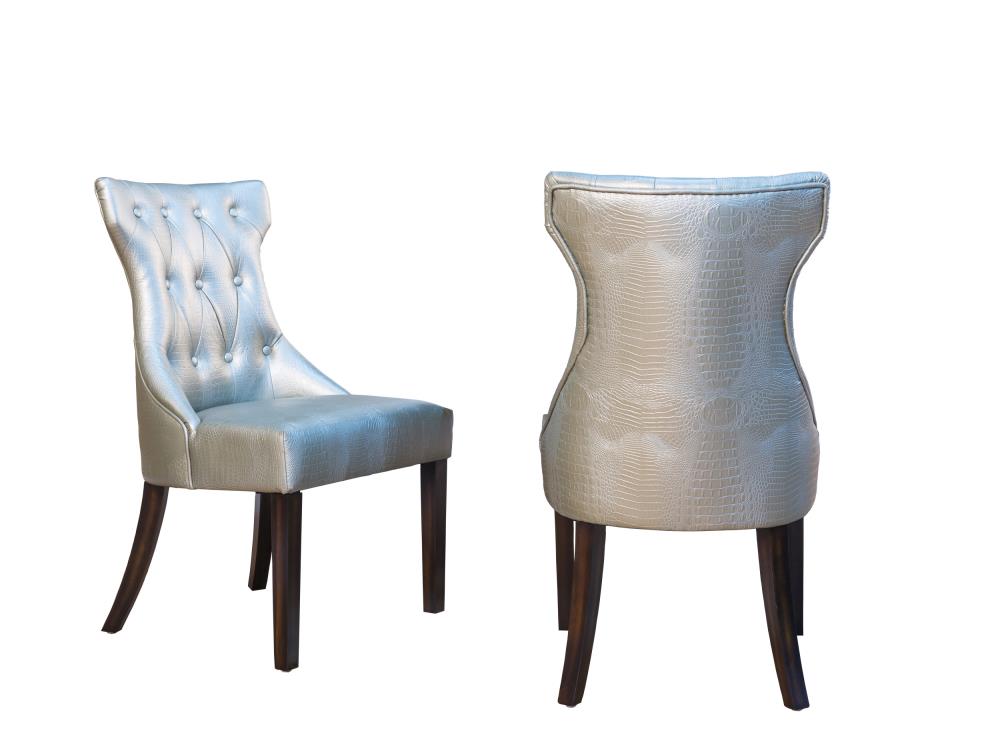 Chic Home Design FDC2916-LW Set of 2 Dickens Contemporary/Modern Faux Leather Upholstered Dining Side Chair (Wood Frame)