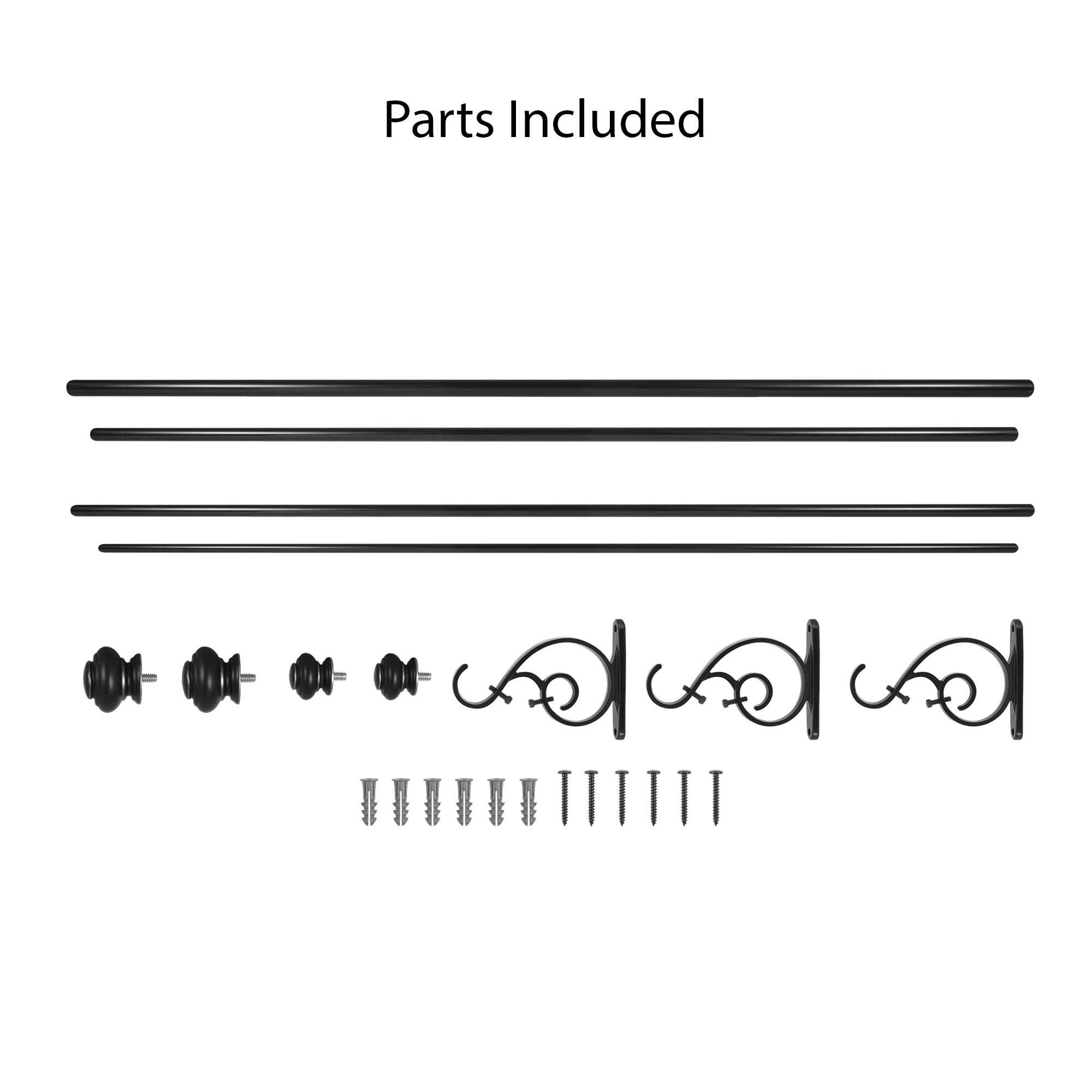 Bronze Adjustable Double Drapery Rod Set with Finials, 36-72 Inches