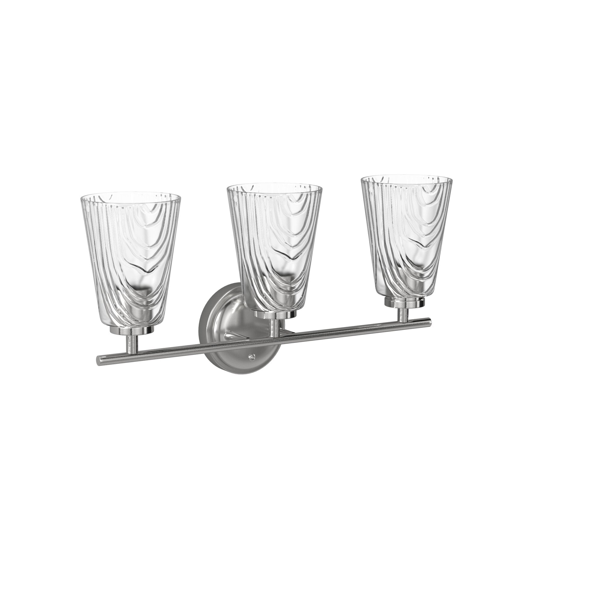 Polished Nickel 3-Light Bathroom Vanity Fixture with Glass Shades