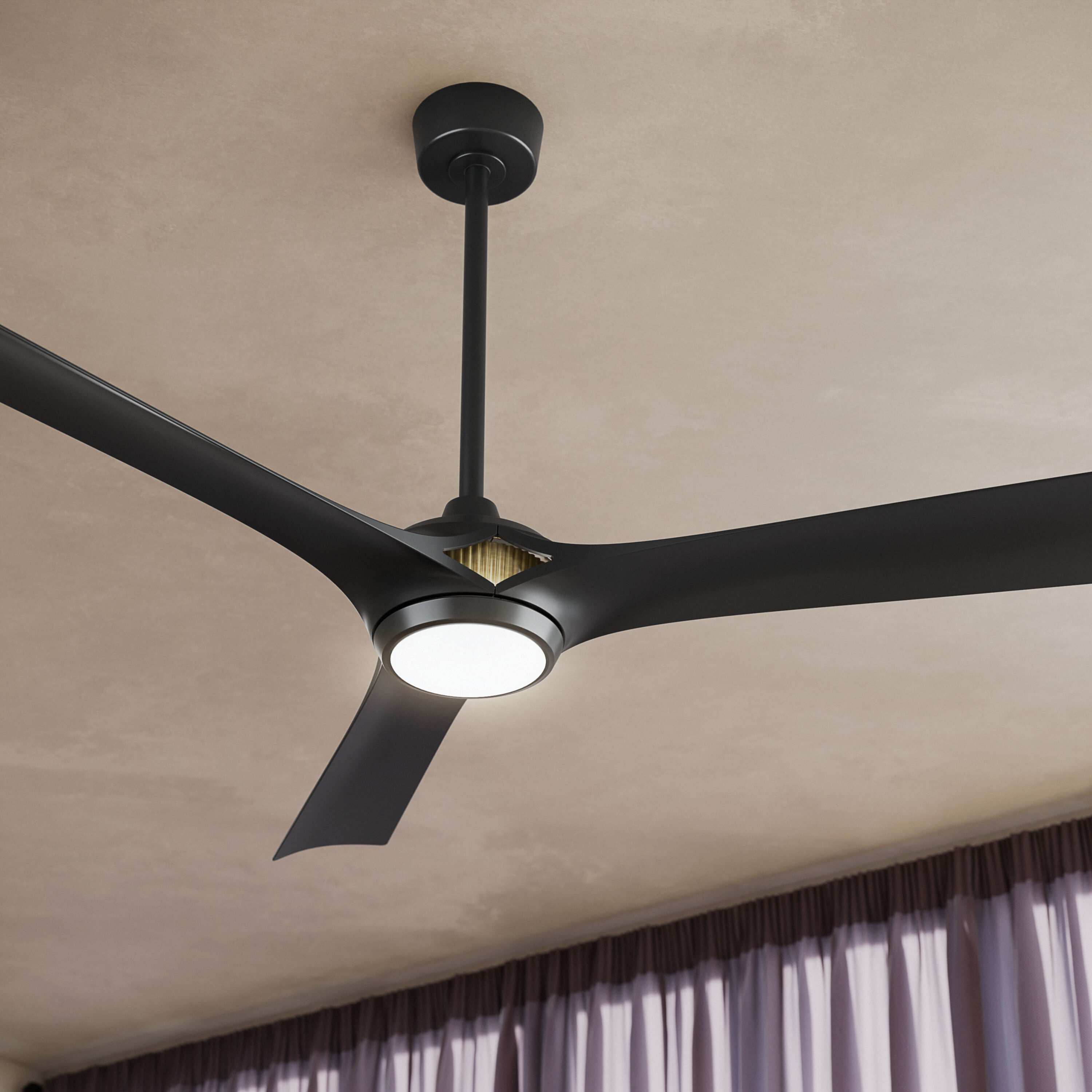 Kichler - Veetra 56-in Matte Black LED Covered Outdoor Ceiling Fan With Light and Remote Control ...