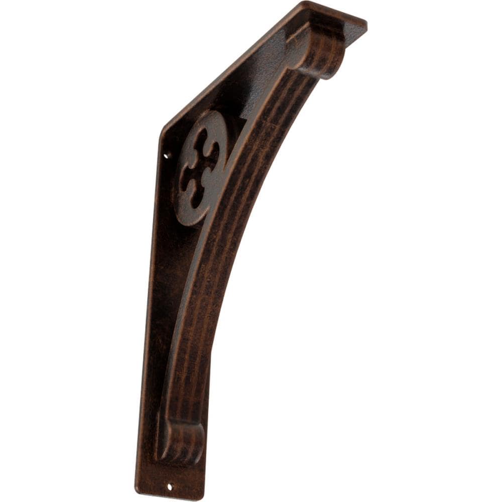 Ekena Millwork BKTM02X07X10TCRACO Crawley 7.5-in x 2-in x 10-in Antique copper Wrought iron Mounting bracket
