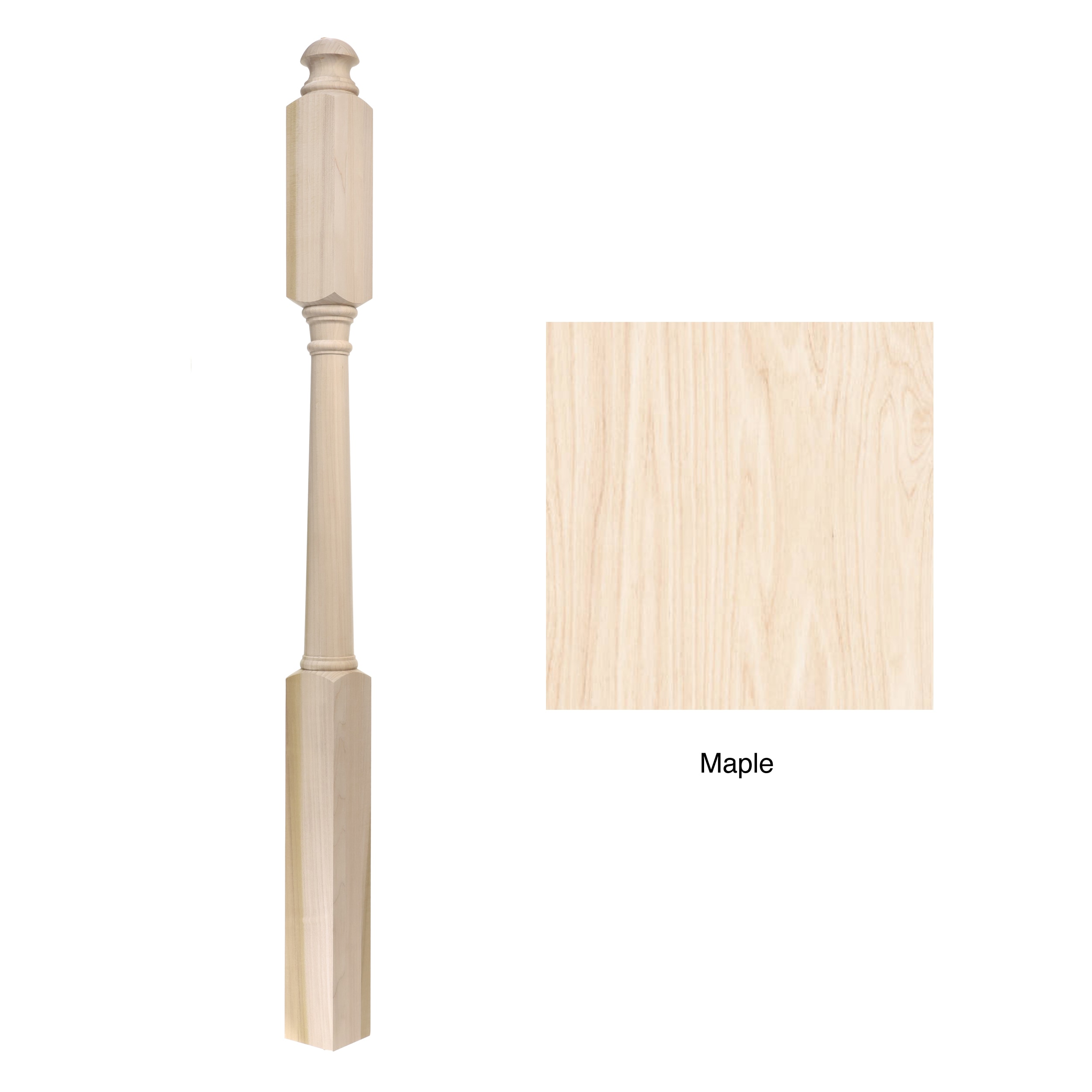 RELIABILT WG4045MTS48MAP 48-in x 3-in Unfinished Maple Colonial Universal Stair Newel Post
