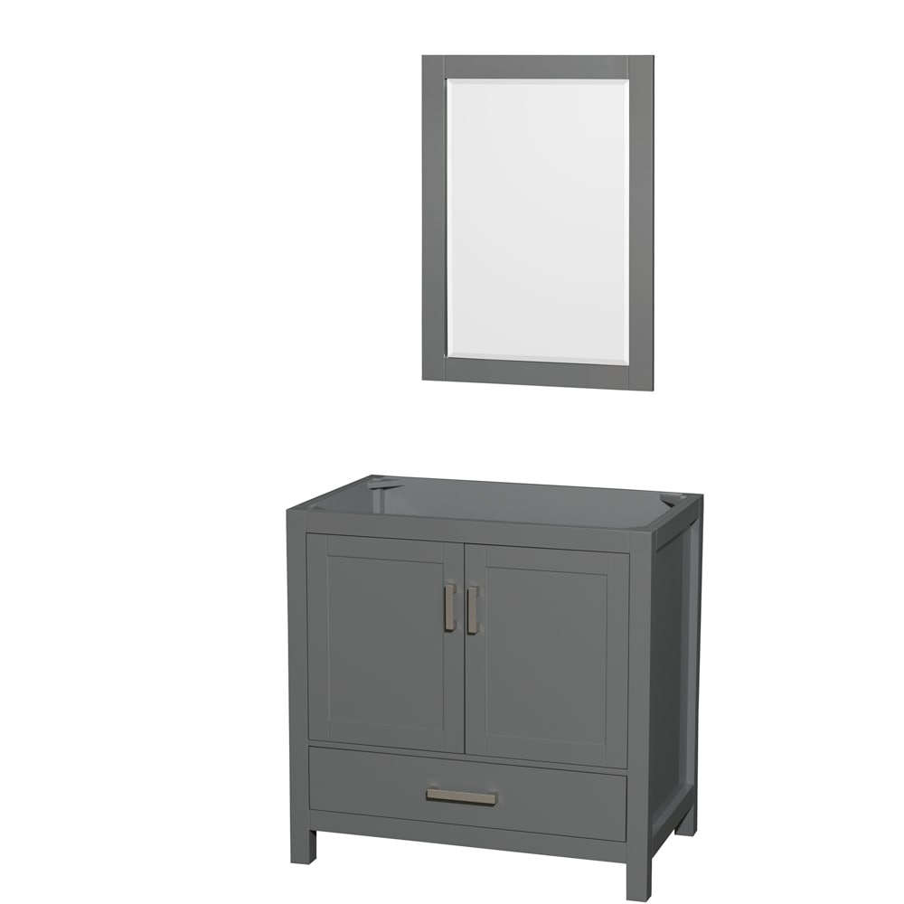 Wyndham Collection WCS141436SKGCXSXXM24 Sheffield 36-in Dark Gray with Brushed Chrome Trim Bathroom Vanity Base Cabinet without Top (Mirror Included)