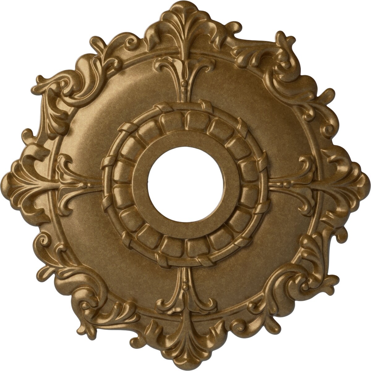Ekena Millwork CM18RLPAS Riley 18-in W x 18-in L Painted Pale Gold Polyurethane Whole Ceiling Medallion