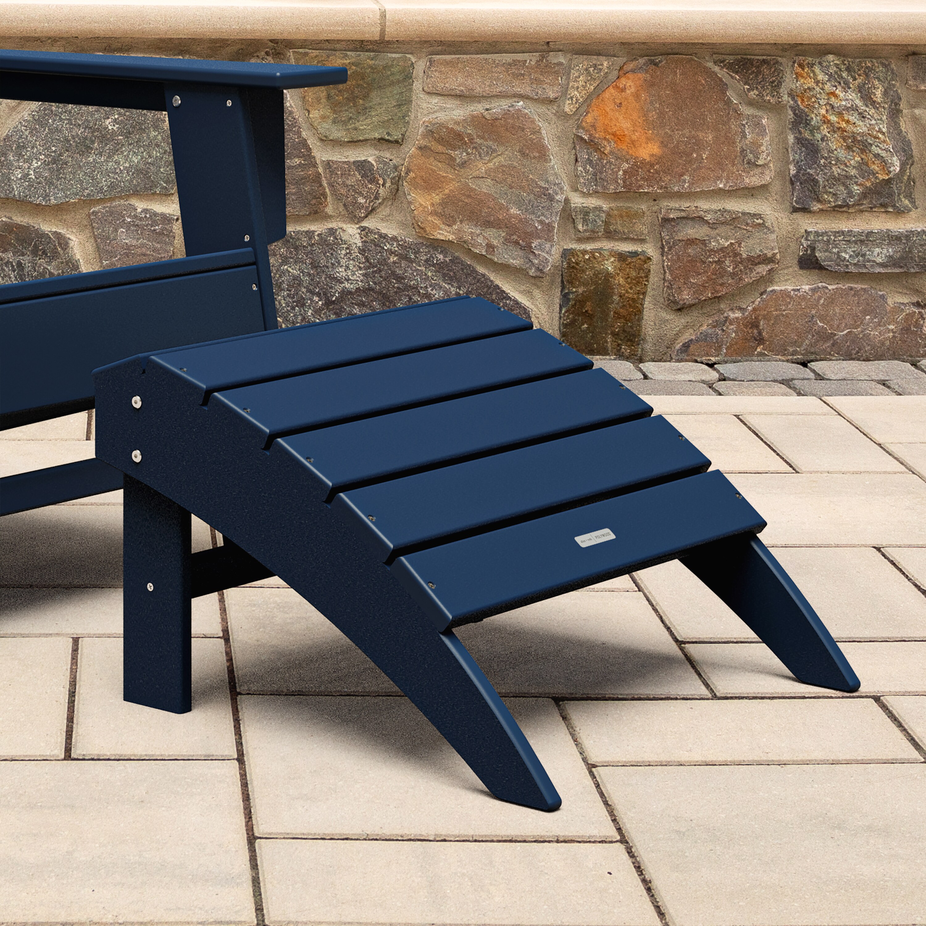 allen + roth by POLYWOOD AROT400-NV Oakport Navy Blue HDPE Ottoman
