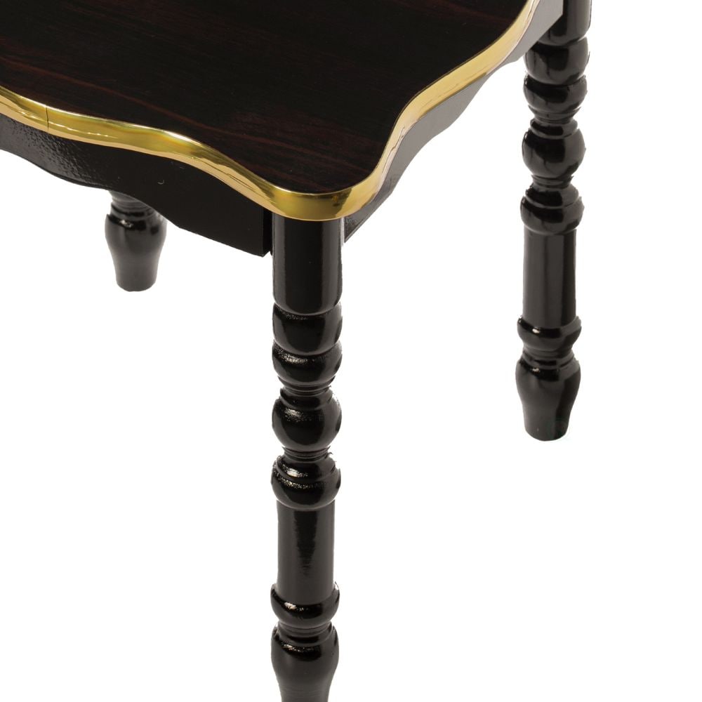 Square Black and Gold Wooden Accent End Table