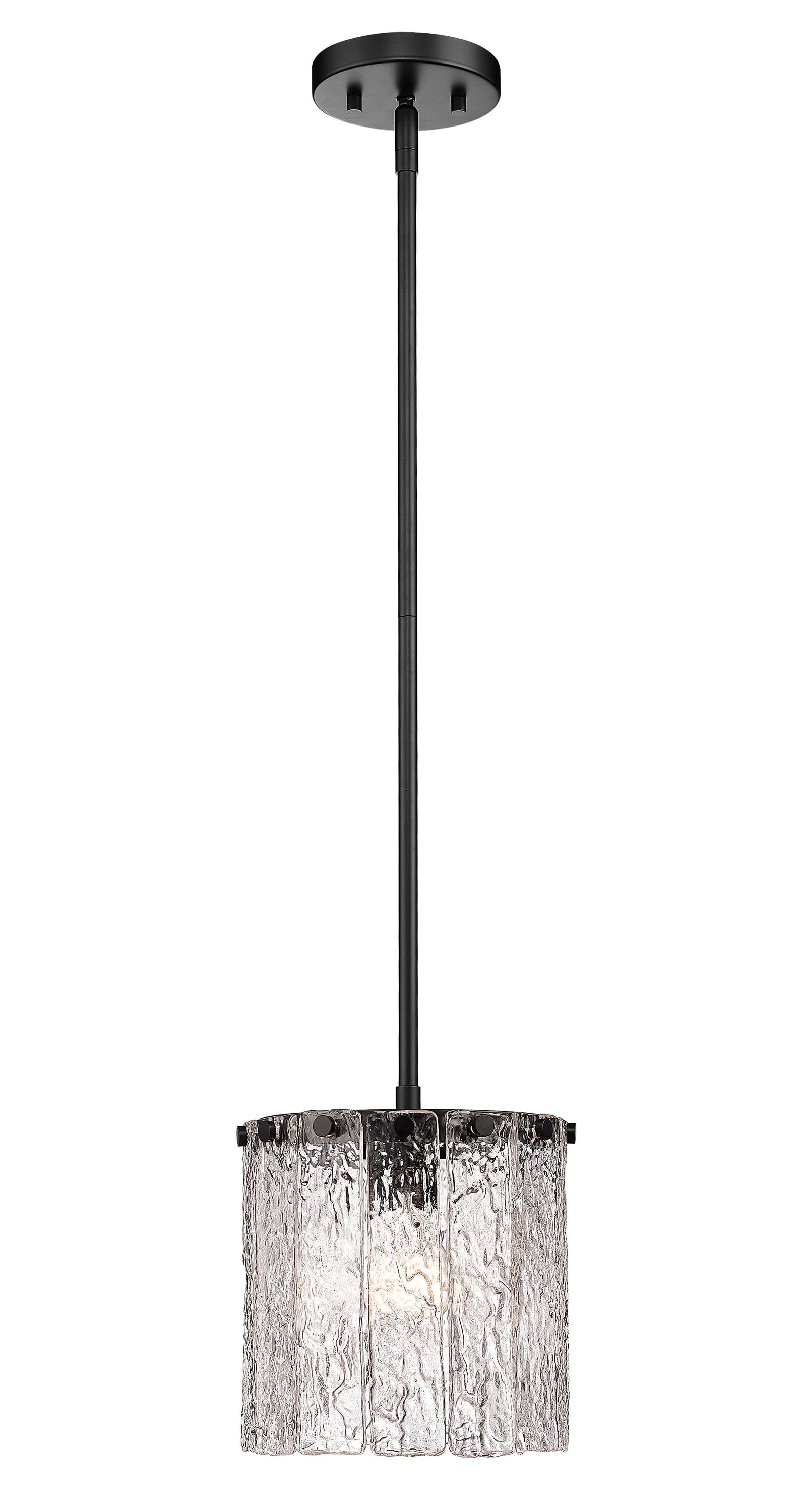 Z-Lite 1943P8-MB Glacier 1 -Light Matte Black Modern/contemporary Clear glass Drum Mini Hanging Pendant light