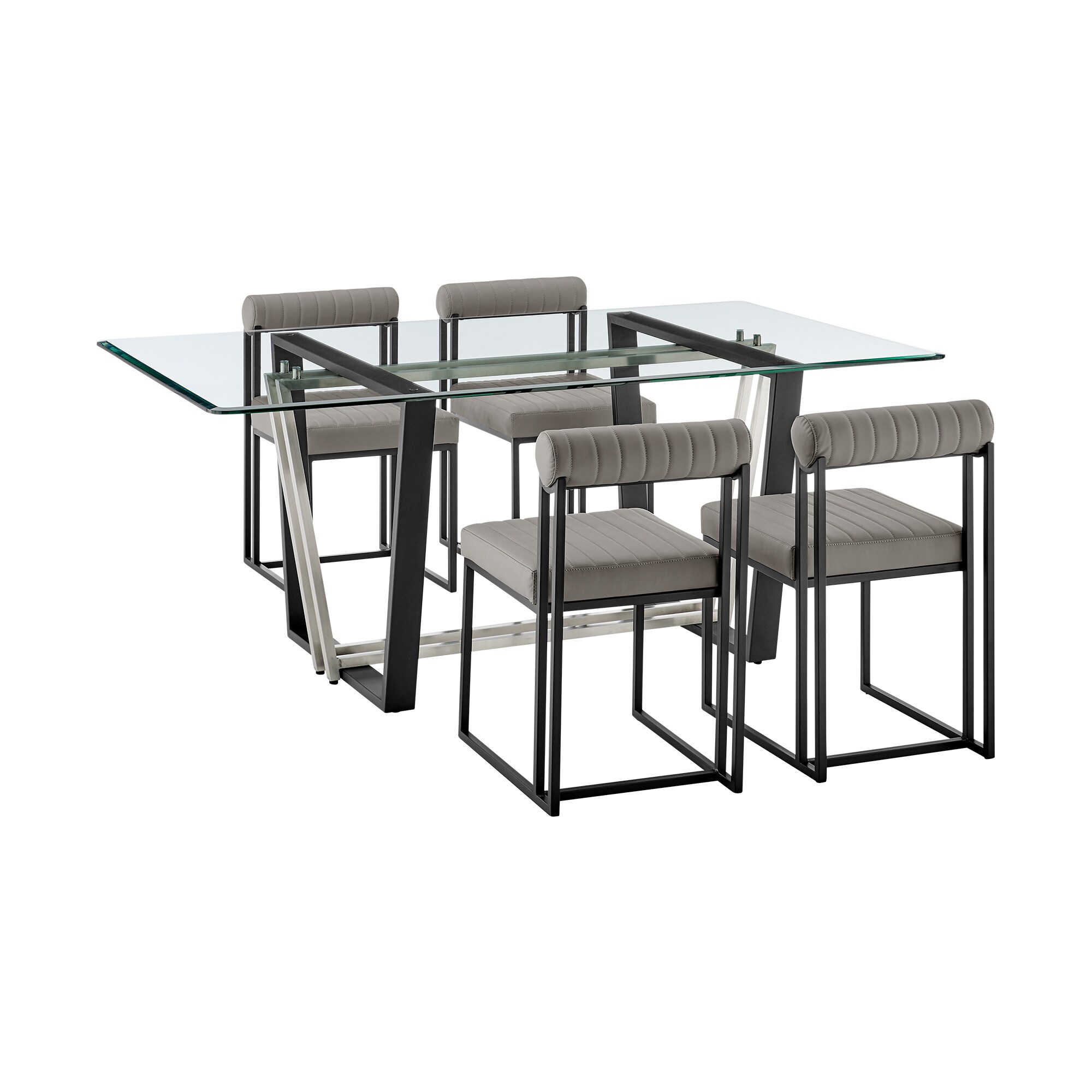 Armen Living SETKA5BLKPGRY Matte Black Contemporary/Modern Dining Room Set with Rectangular Table ( Seats 4 )