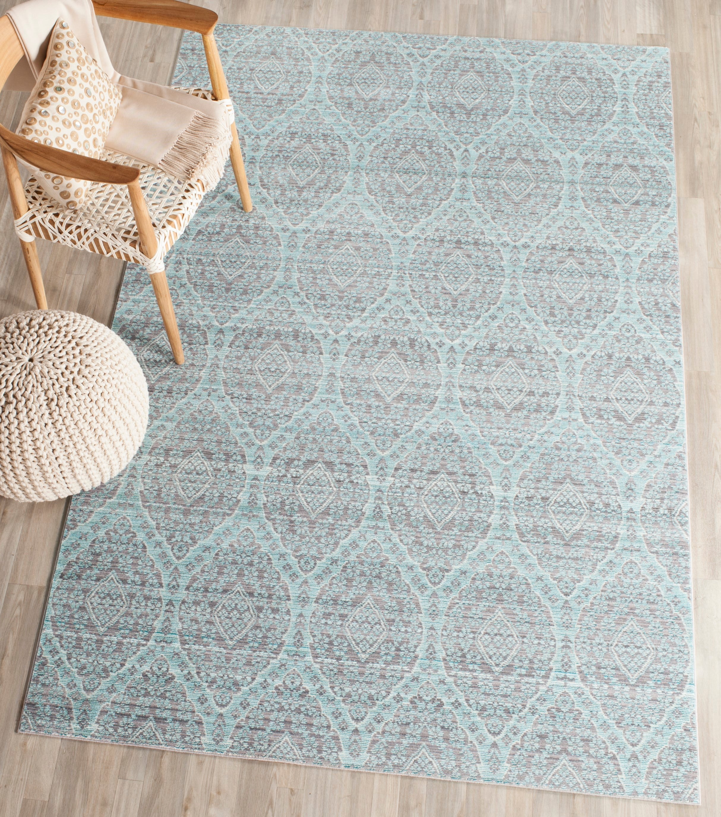 Safavieh VAL206G-3 Valencia Maxine 3 x 5 (ft) Loomed Polyester Gray/Alpine Rectangular Indoor Floral/Botanical Throw rug