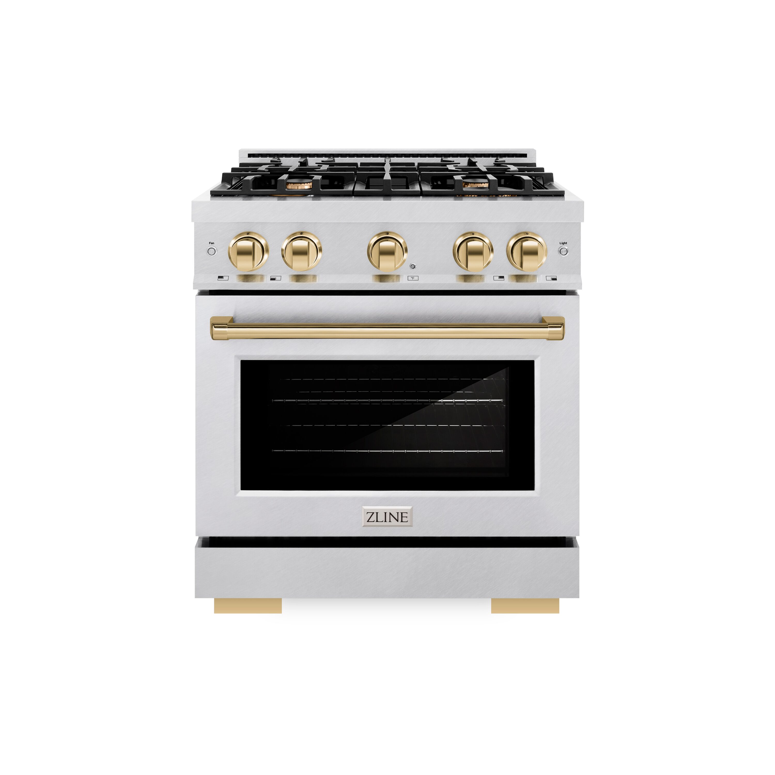 ZLINE KITCHEN & BATH HGRSZ-30-G Select 30-in 4 burners 4.2-cu ft Convection Oven Freestanding Liquid Propane Gas Range ( Satin Stainless Steel, Polished Gold )