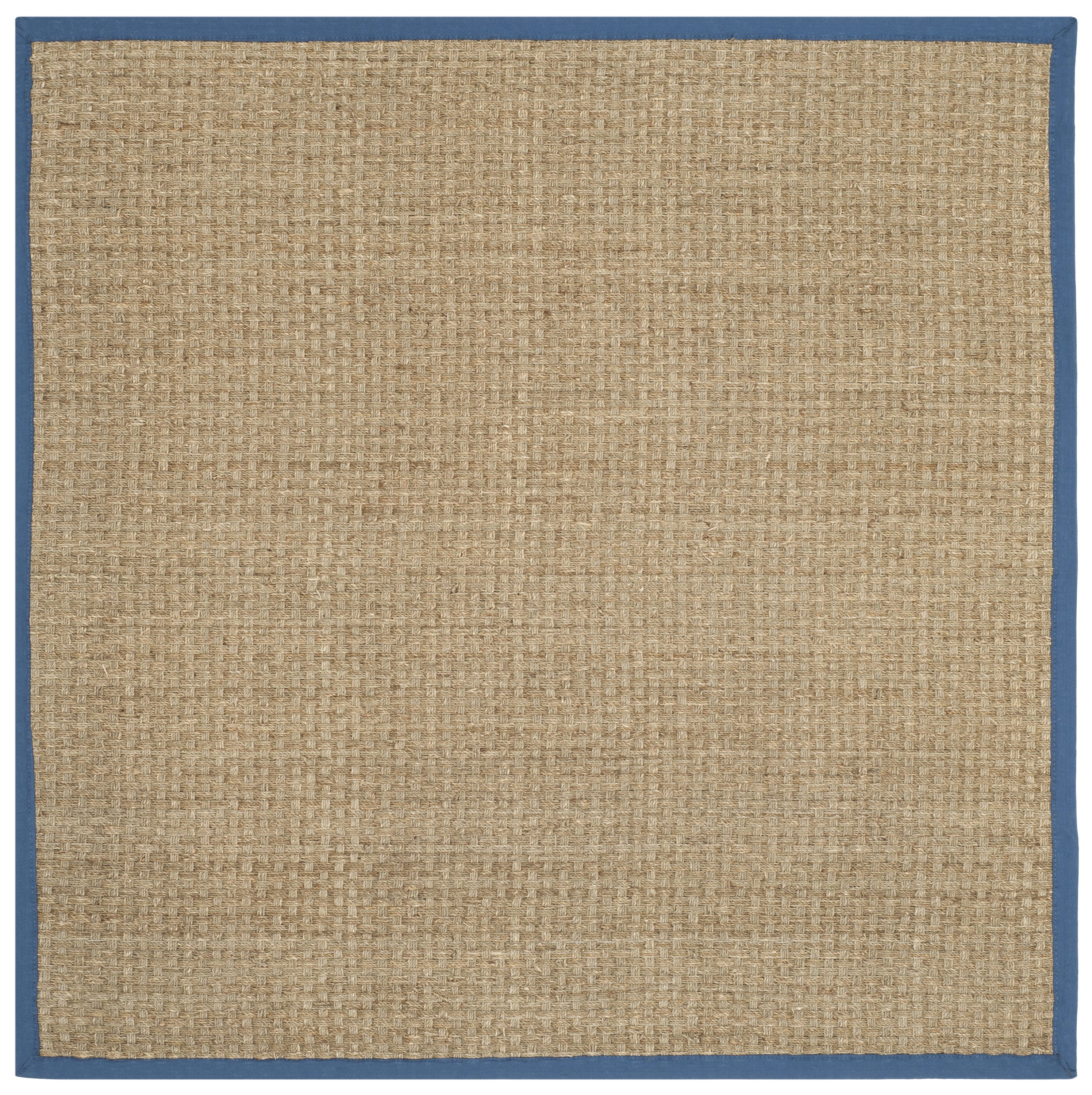 Safavieh NF114T-6SQ Natural Fiber Hampton 6 x 6 (ft) Loomed Seagrass Natural/Navy Square Indoor Solid Coastal Area rug