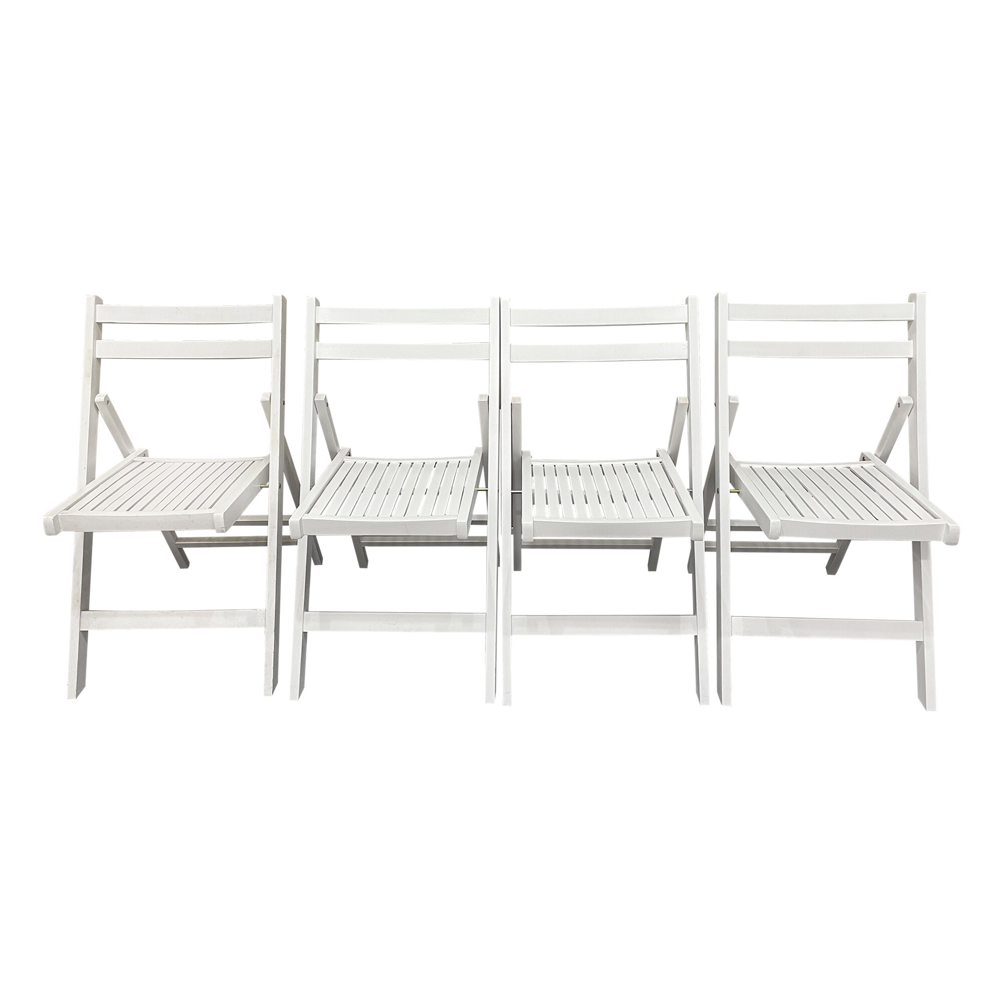 CESICIA WOF-TSC-18 Patio Chairs Set of 4 Stackable White Wood Frame Stationary Dining Chair with Solid Seat