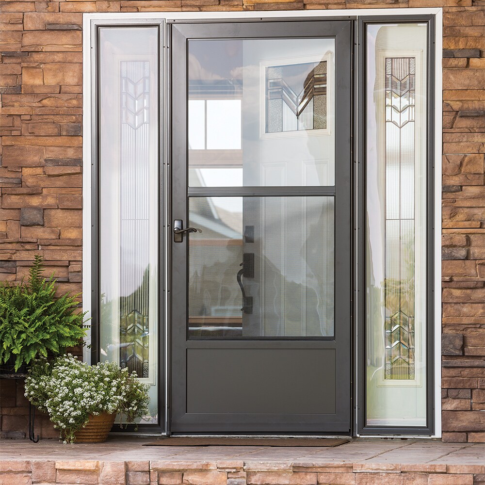 Larson Southport 36 In X 81 In Brown Mid View Aluminum Storm Door In The Storm Doors Department 4841