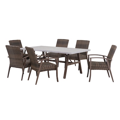 Sunjoy 7-Piece Brown Wicker Patio Dining Set in the Patio Dining Sets  department at Lowes.com