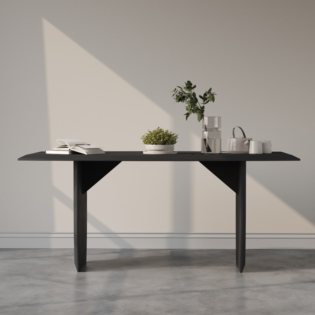 Urban Woodcraft Indigo Black Contemporary/Modern Reclaimed wood Dining Table, with Painted Finish and Reclaimed wood 71-in L x 30-in H