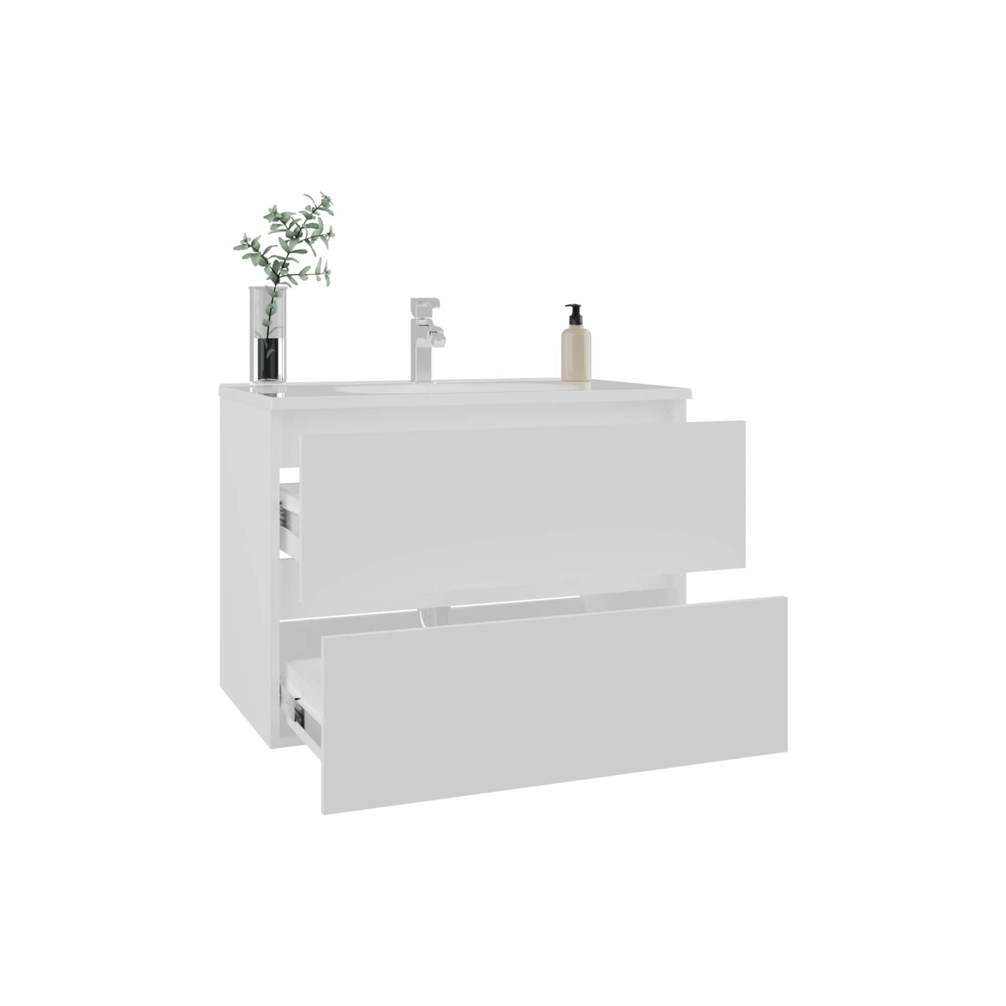 Wooakway Opalo White Bathroom Storage Cabinet with Two Shelves and Open Storage Freestanding Bathroom Organizer Cabinet Modern Storage Furniture for Bathroom Essentials