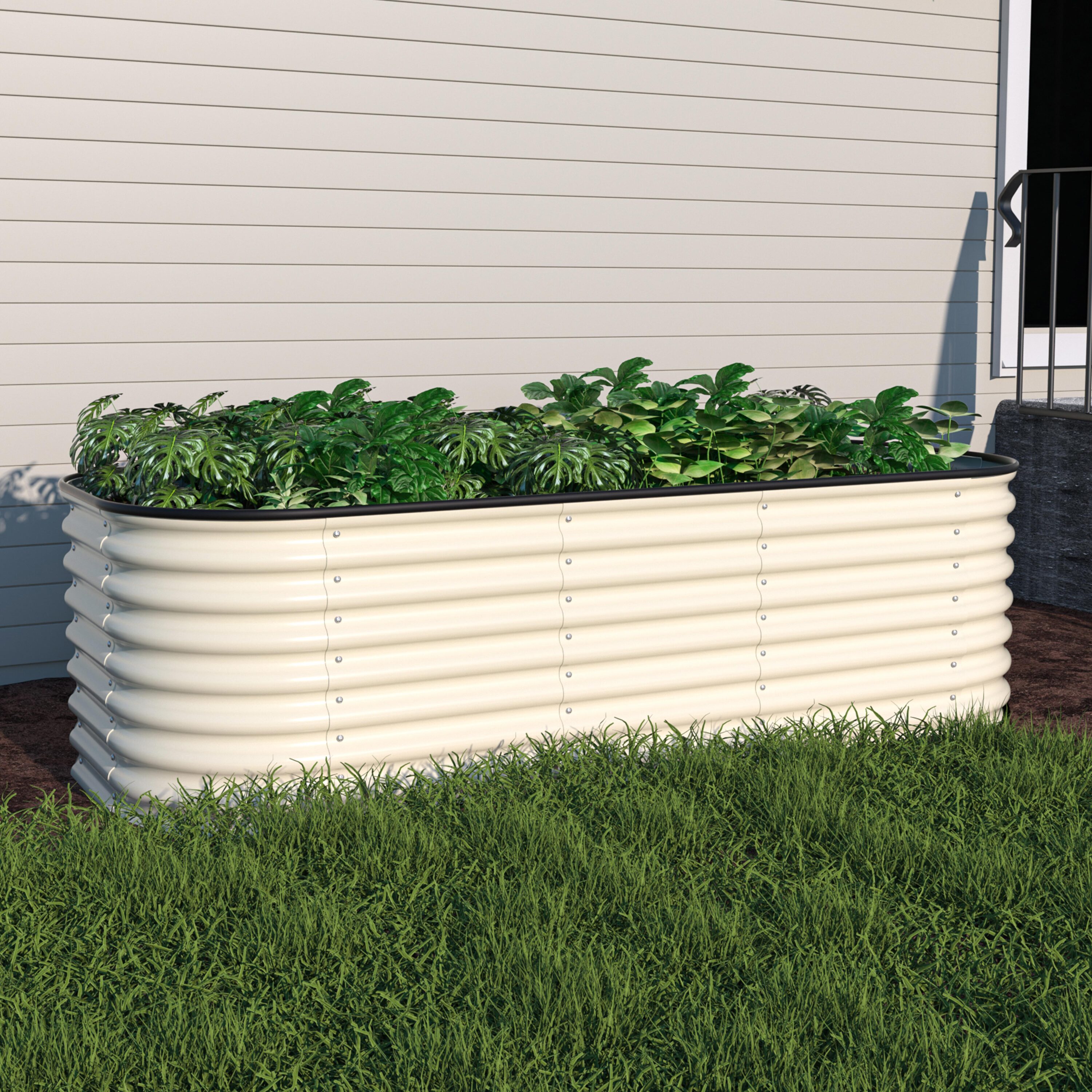 VEIKOUS 36-cu ft 36-in W x 72-in L x 24-in H Ivory Metal Raised Garden Bed