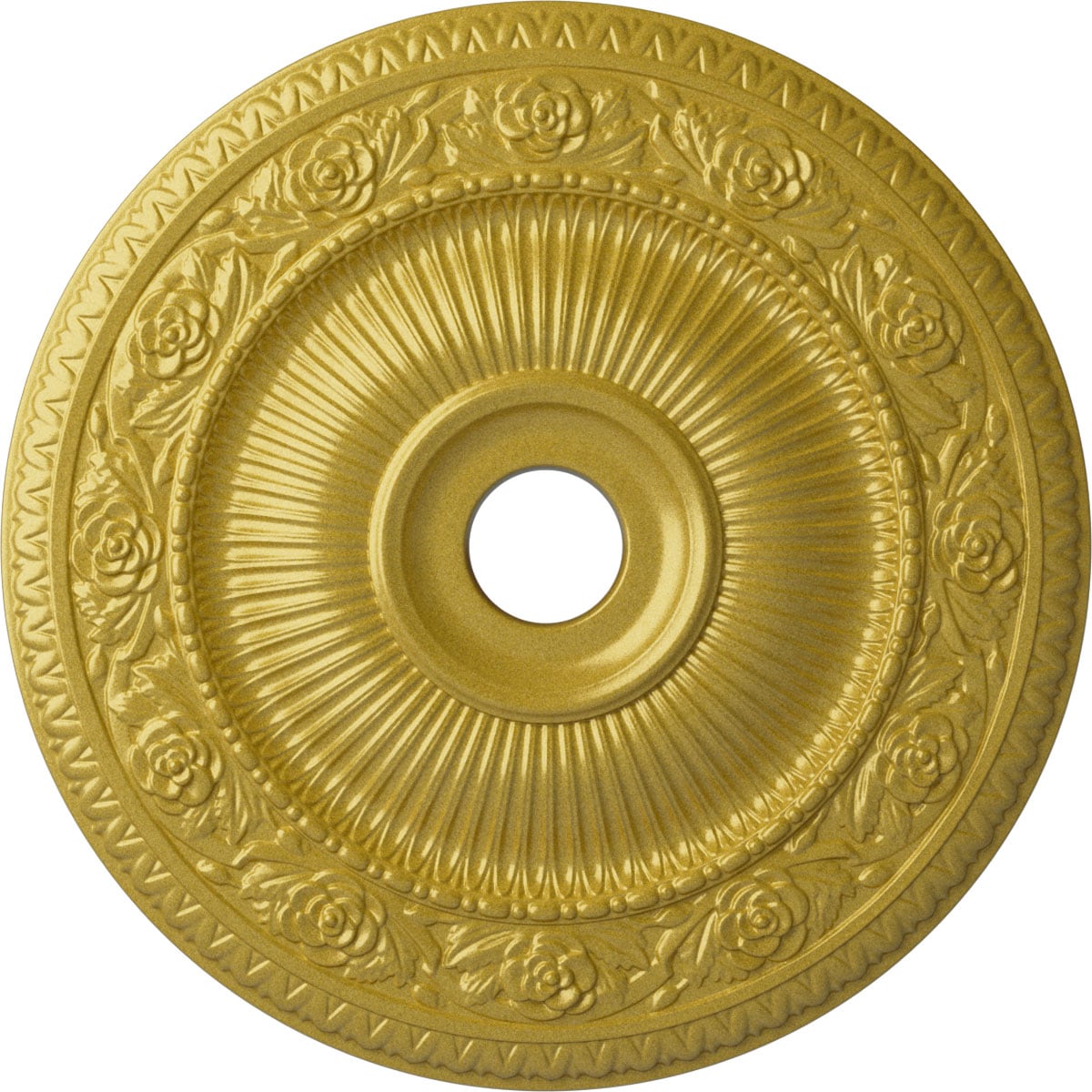 Ekena Millwork CM24LO1RGS Logan 24.25-in W x 24.25-in L Painted Rich Gold Polyurethane Whole Ceiling Medallion