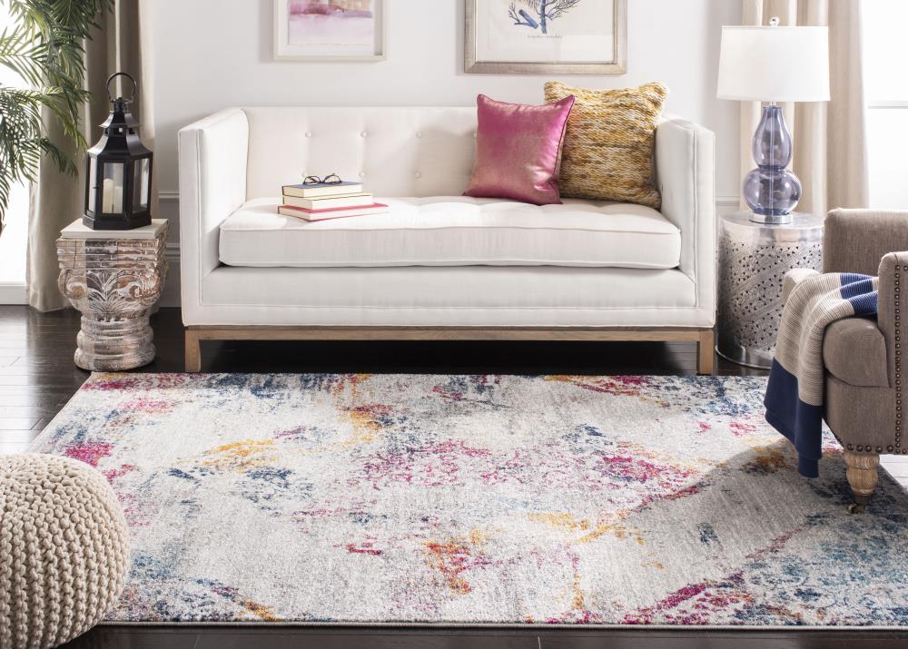 Gray and Fuchsia Synthetic Flat Woven 6' x 9' Area Rug
