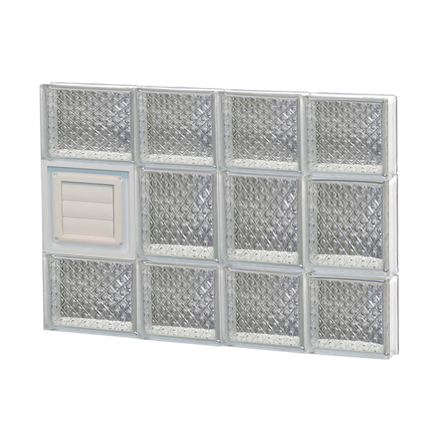 REDI2SET D2620DP Diamond Glass 25-in x 19-1/4-in Frameless Replacement Dryer vent Glass Block Window