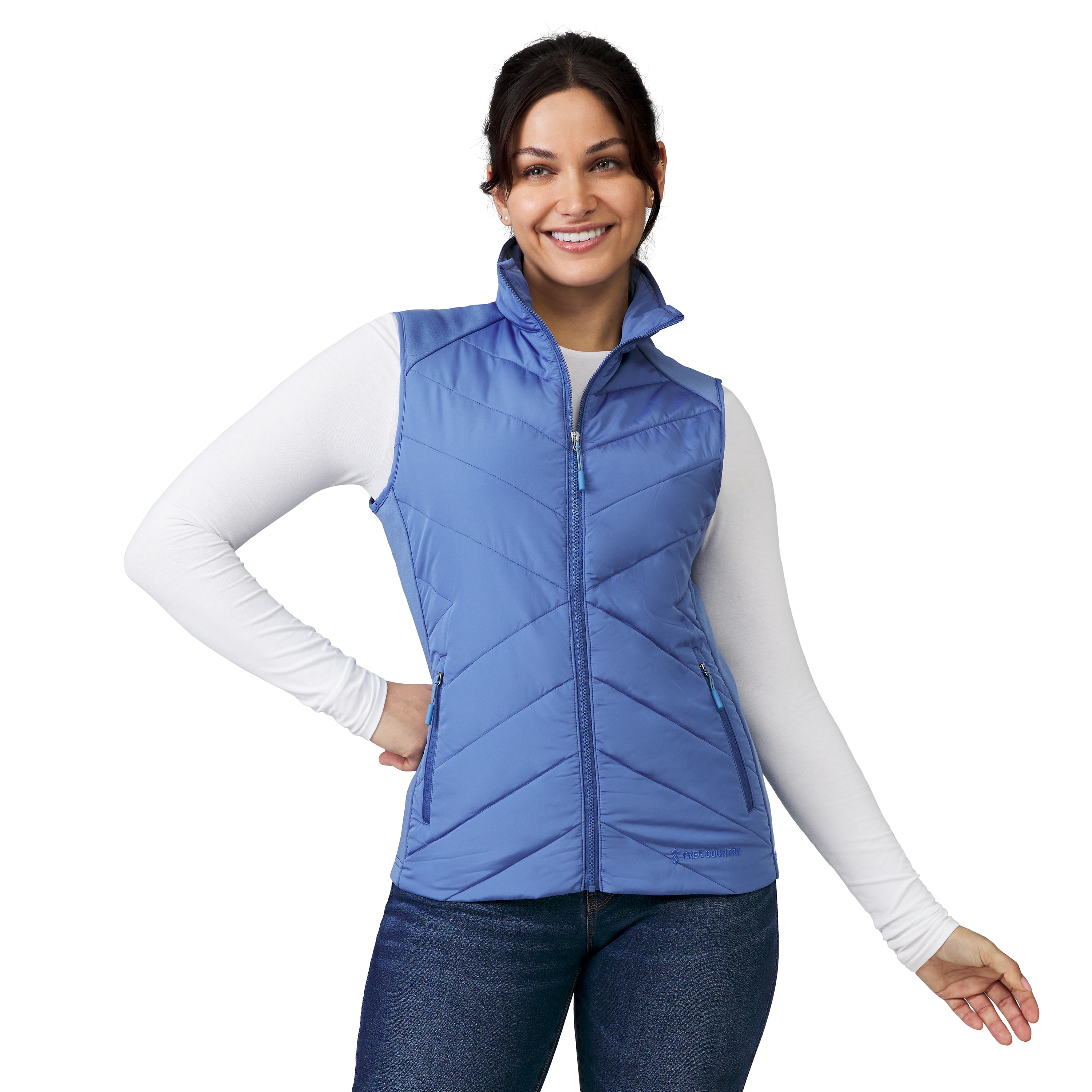 Free Country 7LOS5633 CHAMBRAY S Women's Blue Polyester Reversible Vest S