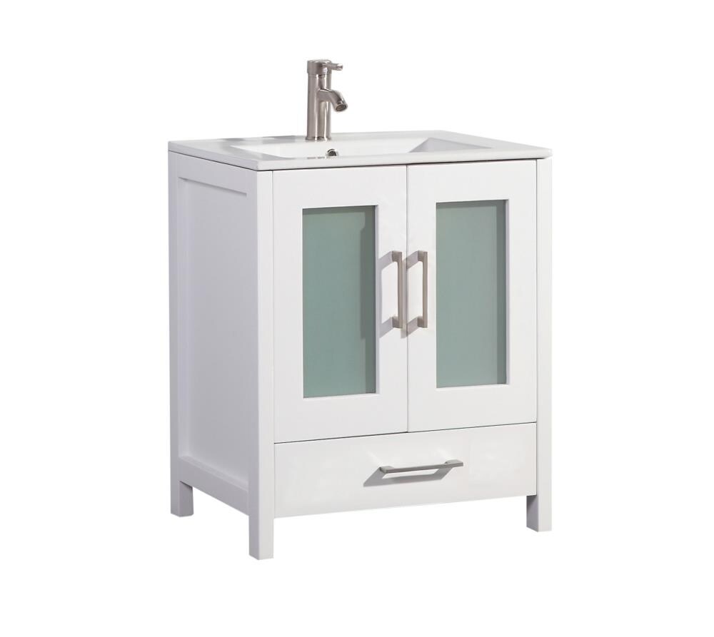 MTD Vanities 24 In White Single Sink Bathroom Vanity With White Ceramic   08842740 