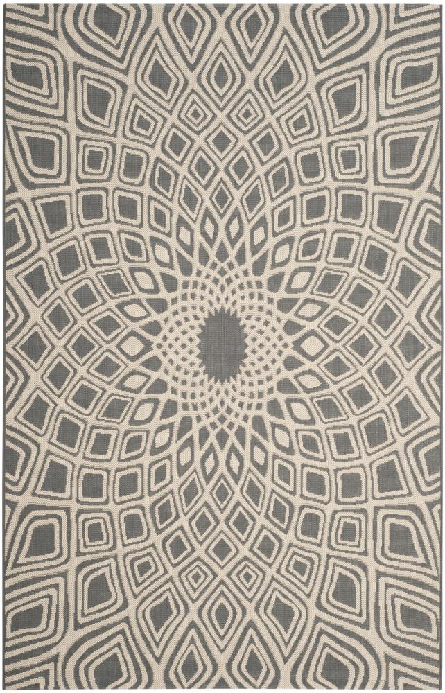 Safavieh CY6616-23621-3 Courtyard Alfort 3 x 5 (ft) Loomed Polypropylene Anthracite/Beige Rectangular Indoor/Outdoor Abstract Coastal Throw rug