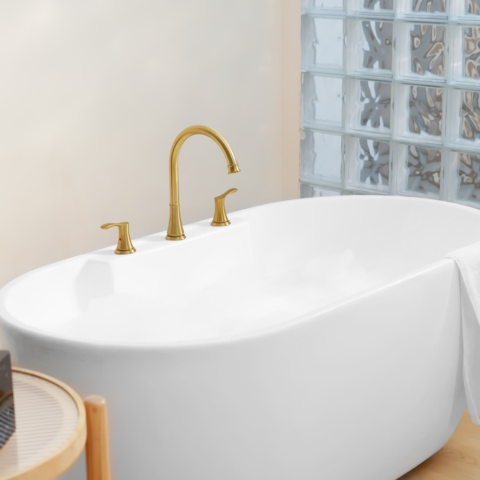 Demeter Brushed Gold High Arc 2-Handle Roman Tub Faucet