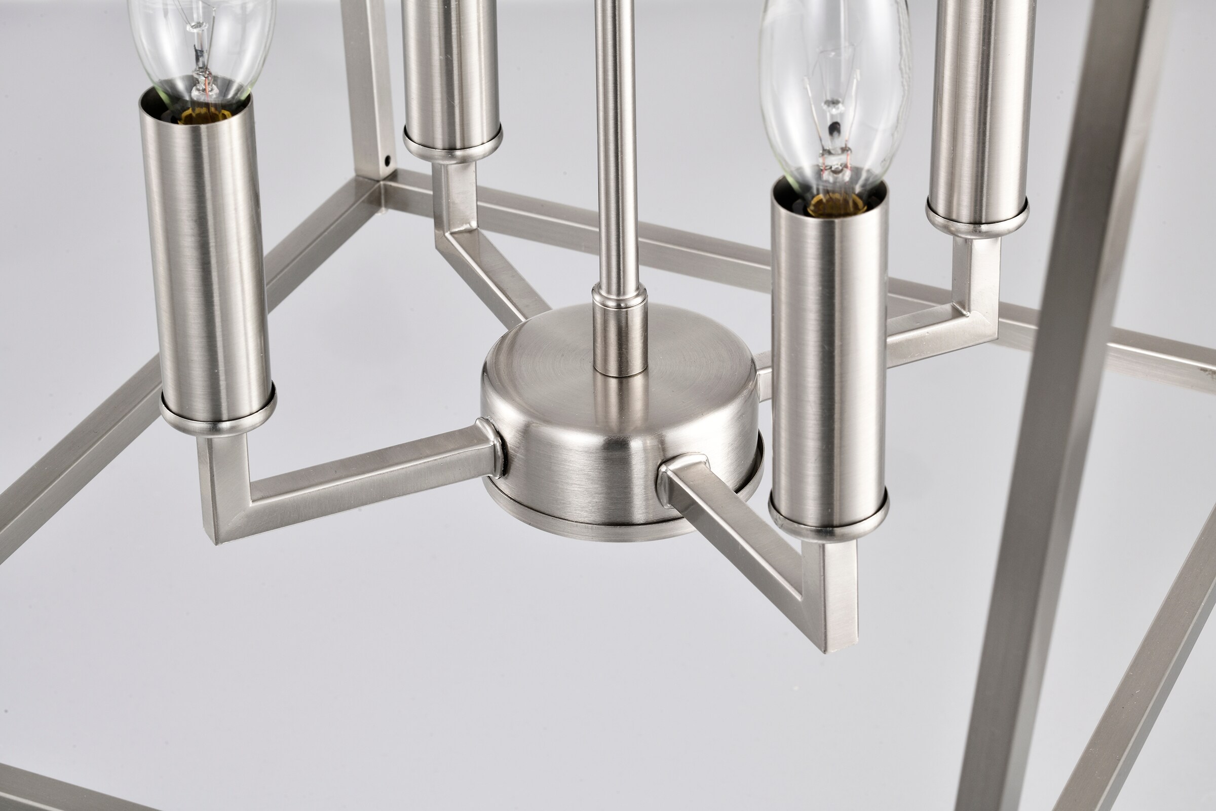 Brushed Nickel 4-Light Lantern Pendant Chandelier 16 in