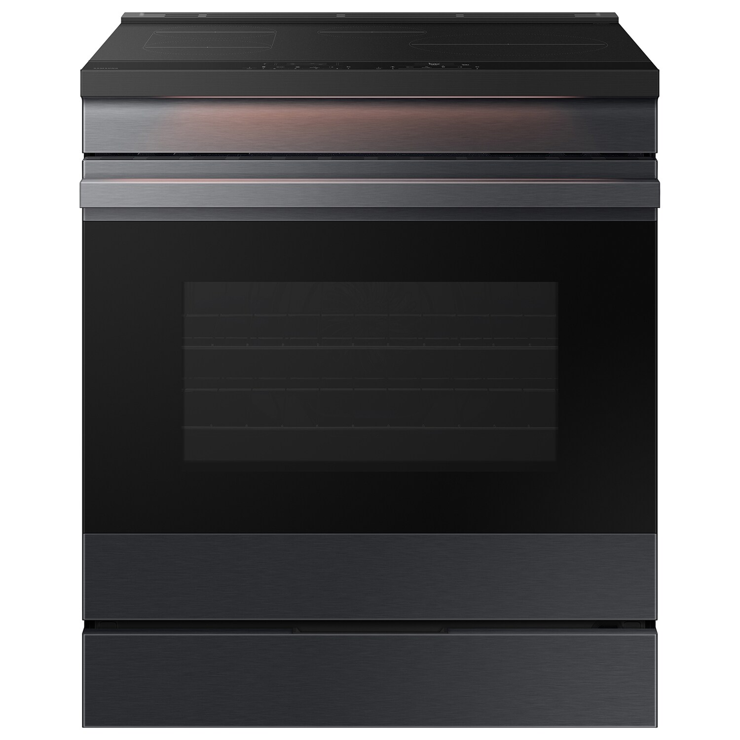 Samsung Bespoke 30-in 4 Burners 6.3-cu ft Self-cleaning and Steam Cleaning Air Fry Convection Oven Slide-in Single Induction Range (Matte Black Steel)