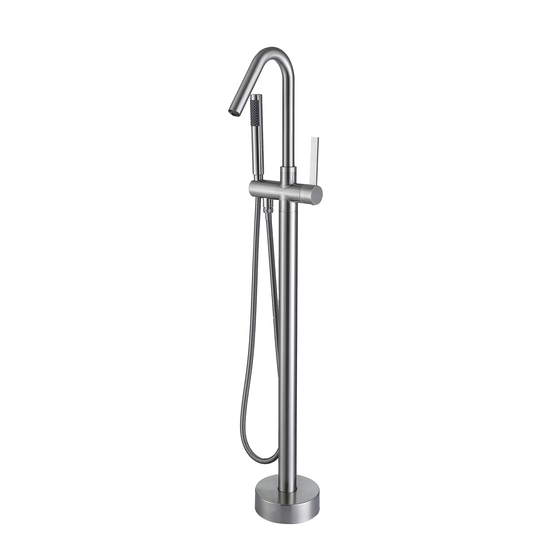 Clihome TC-254BN-BF Brushed Nickel 1-handle Freestanding Mid-arc Bathtub Faucet with Hand Shower ( Valve Included )
