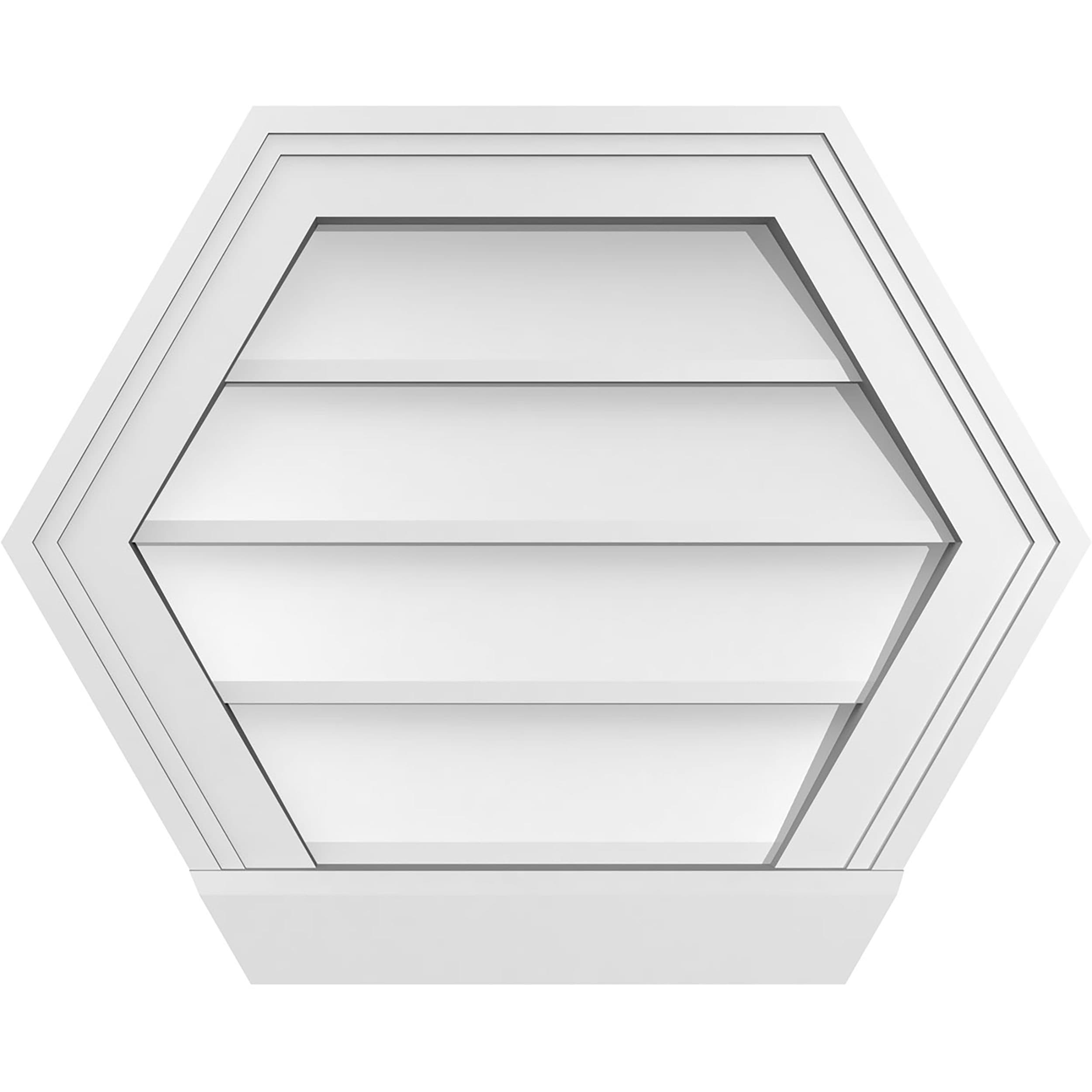 Ekena Millwork GVPHP20X1603SN 20-Inches x 16-Inches Off-white Peaked PVC Gable Louver Vent
