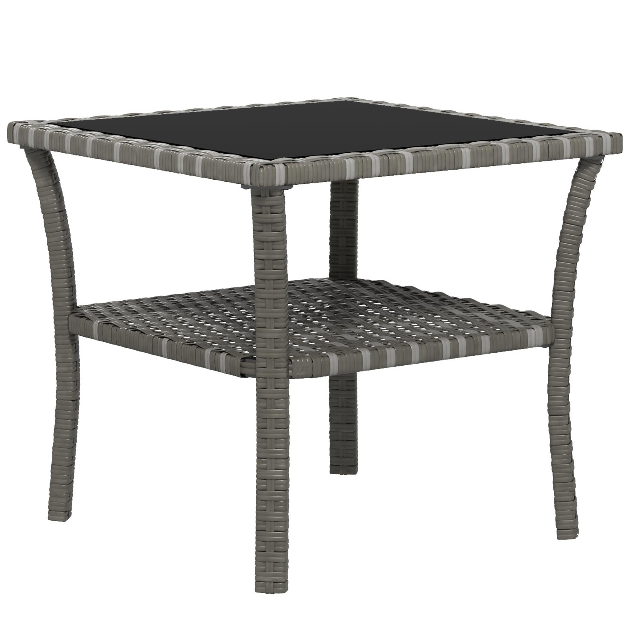 Bayfeve BFAOS-4264-CPA Square Rattan Side Table Square Rattan End 19.75-in W x 19.75-in L