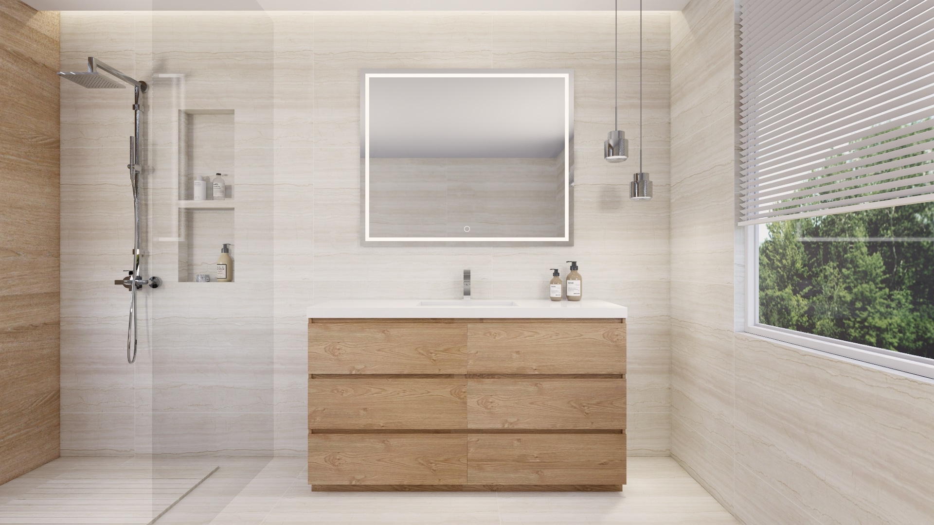 Moreno Bath MOA60S-EO Moreno Angeles 60-in England oak Single sink Bathroom Vanity with Pure white Acrylic Top