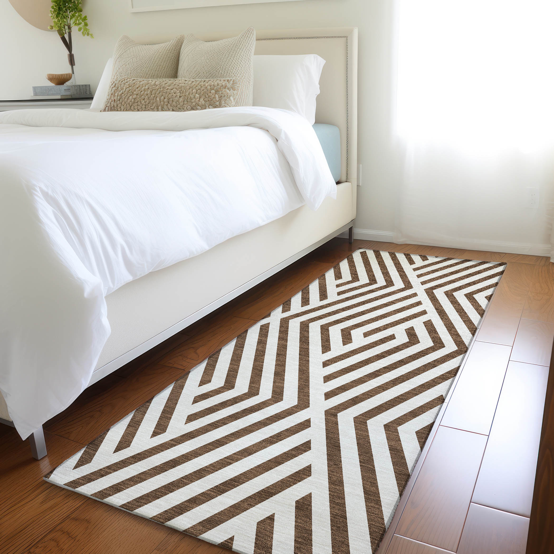 Addison Rugs ACN550BR2X8 Chantille ACN550BR 2 x 7 (ft) Polyester Brown Rectangular Indoor/Outdoor Geometric Mid-Century Modern Machine washable Area rug