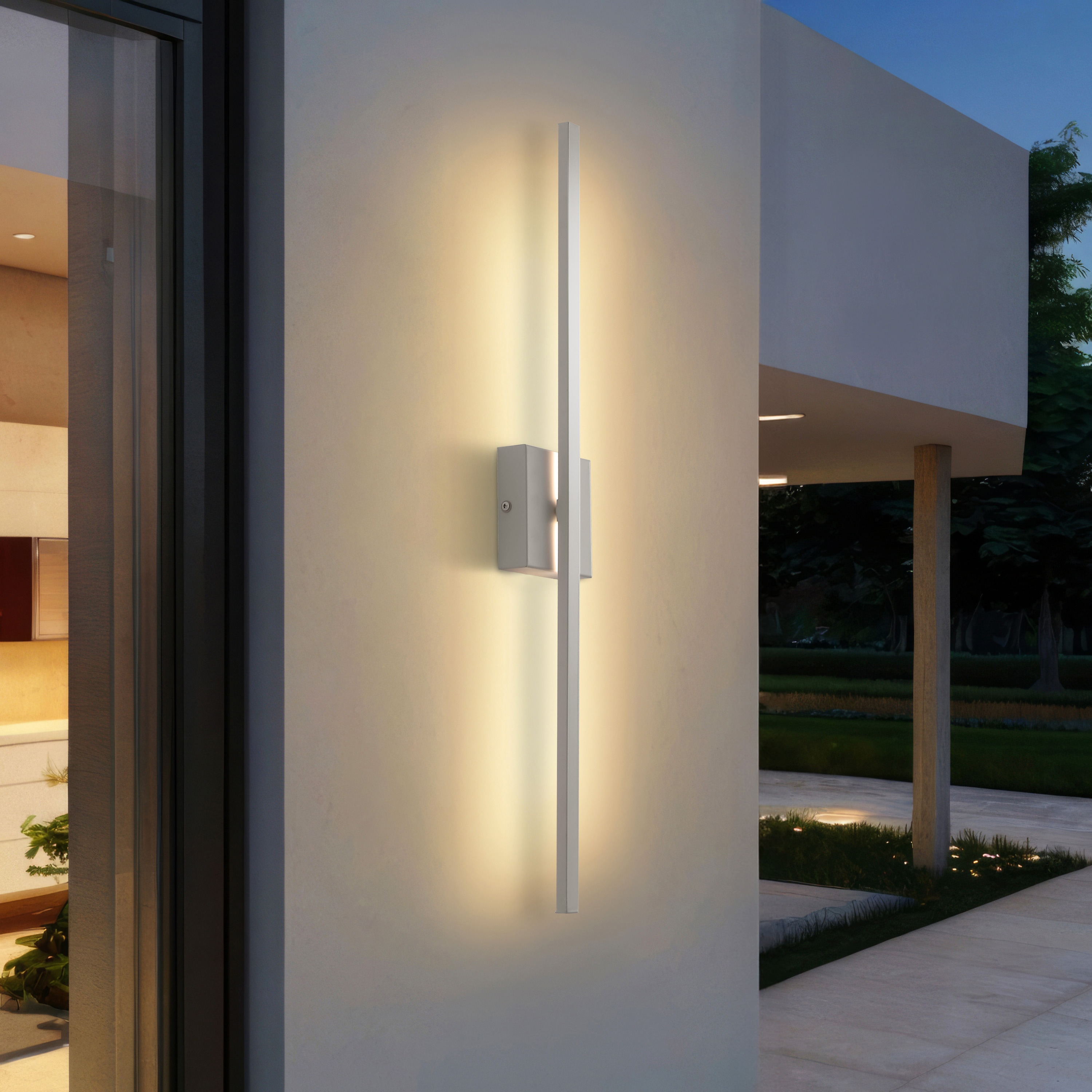 JONATHAN  Y JYL7145D Vara Minimalist 350-Degree Rotatable 28-in H Polished Gray Hardwired Integrated LED Outdoor Wall Light