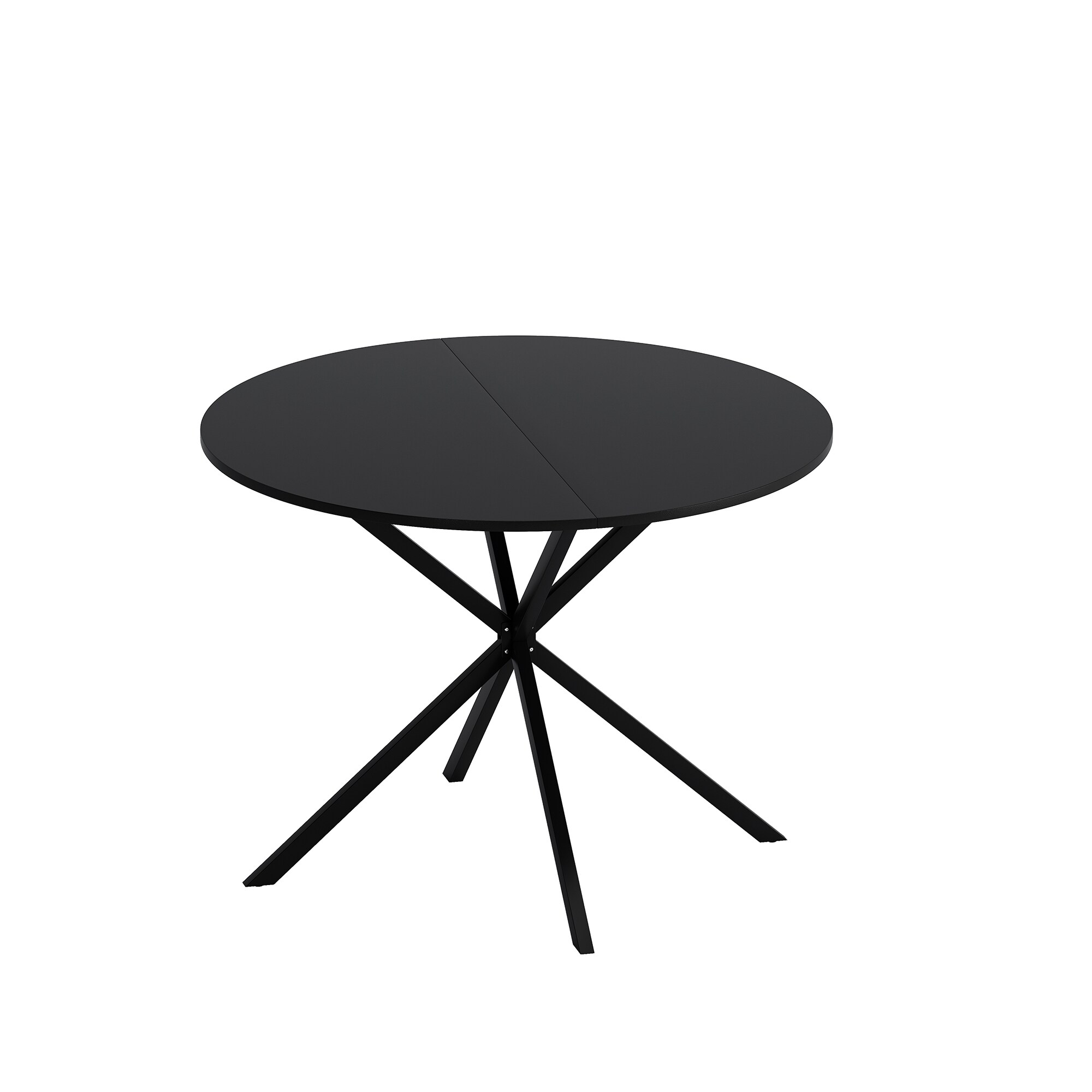 Sumyeg TR-PP036324DAA Modern Cross Leg Round Dining Table Black Round Contemporary/Modern Dining Table, MDF with Black Metal 42.13-in L x 29.53-in H