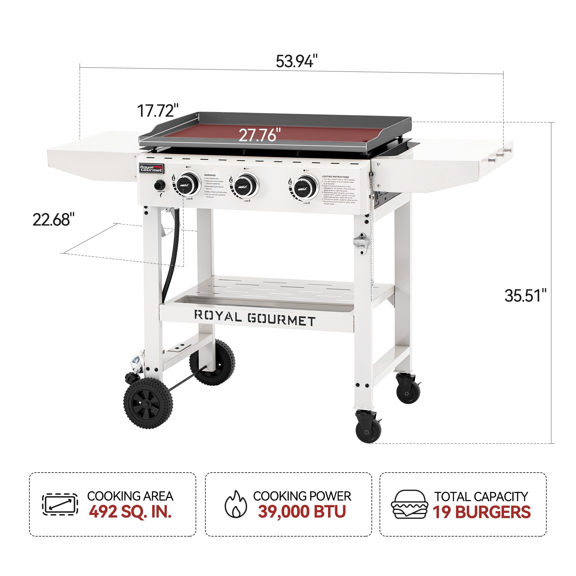 Royal Gourmet GB3000W Flat-Top-Grills - View #12