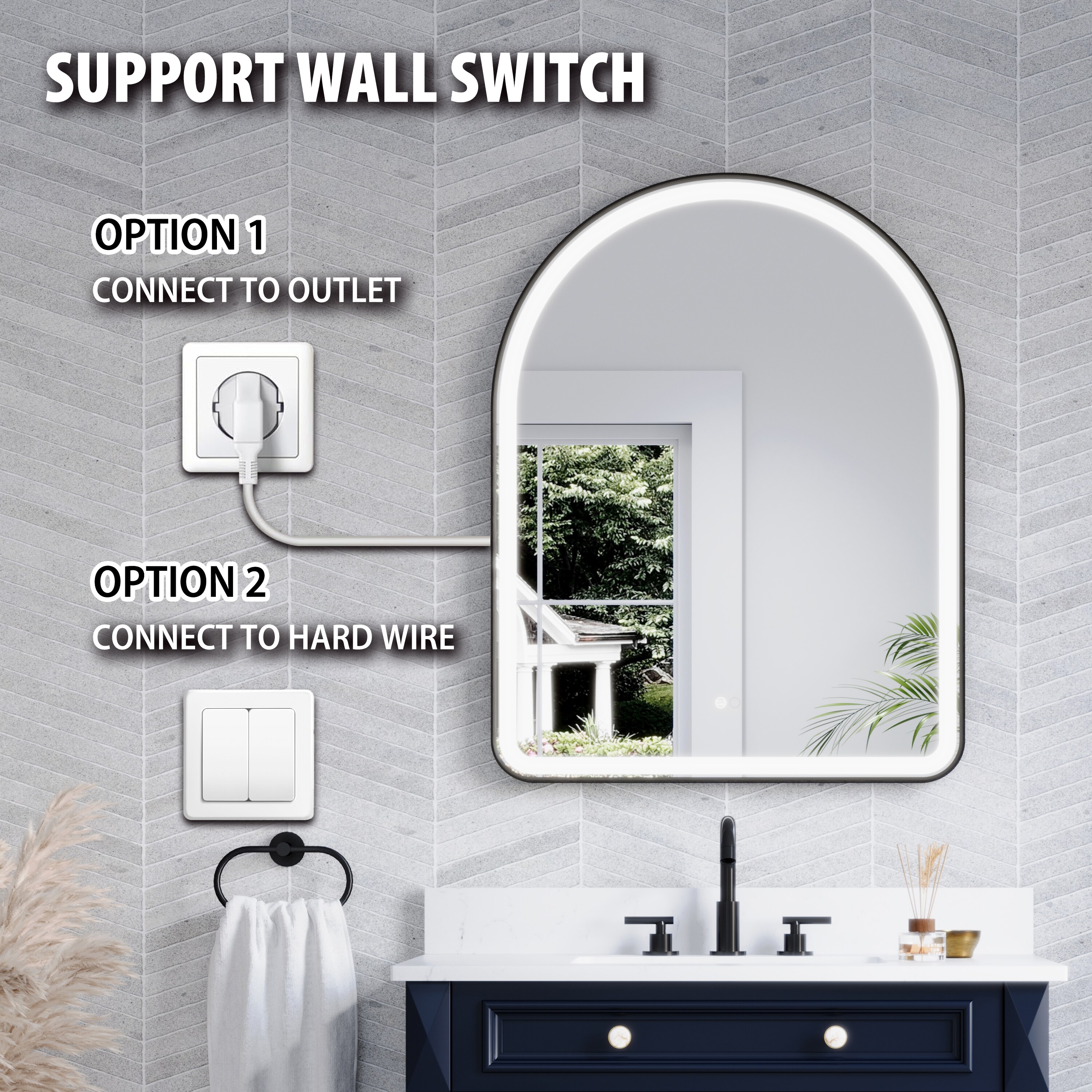 WELLFOR GIZBRX06Q Framed-Bath-Mirrors - View #8