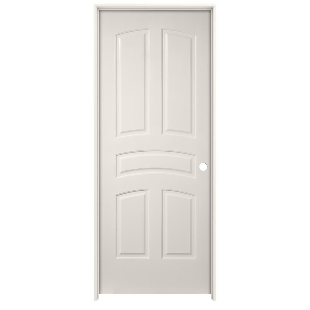 Millennium Collection LO966852 24-in x 80-in White Solid core 5-panel arch top Left hand Smooth Prefinished MDF Flat Jamb Single Prehung Interior Door