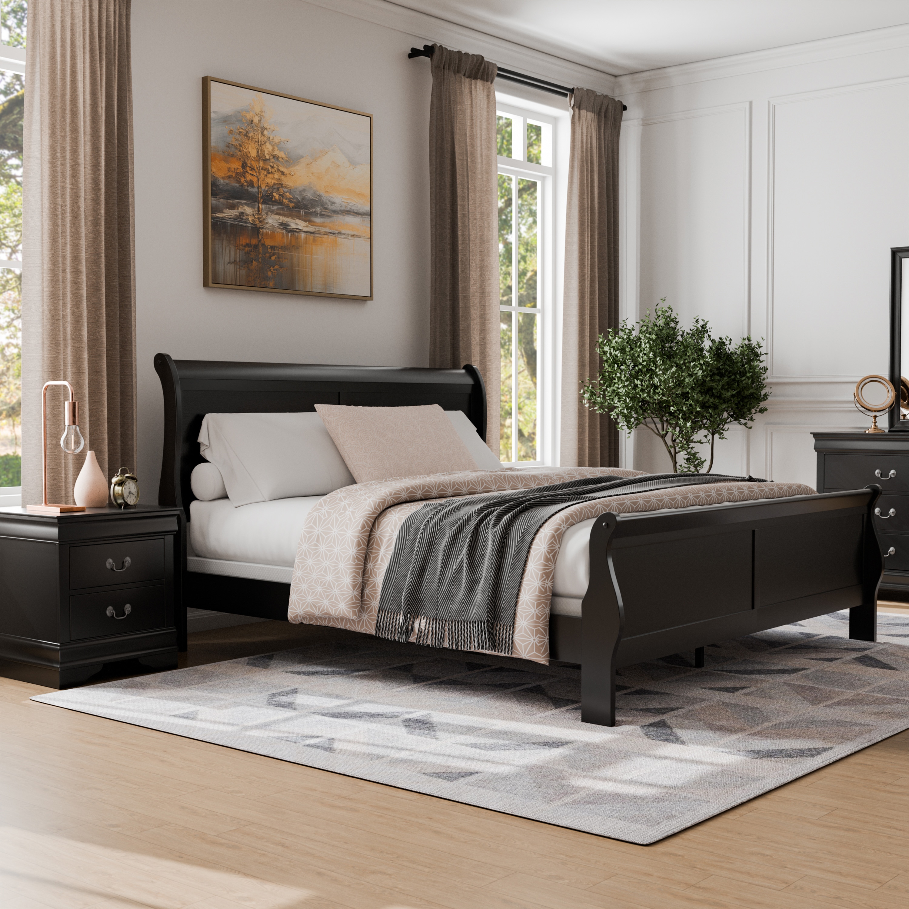 Furniture of America EC-7866BK-EK2PC Burkhart Black King Bedroom Set
