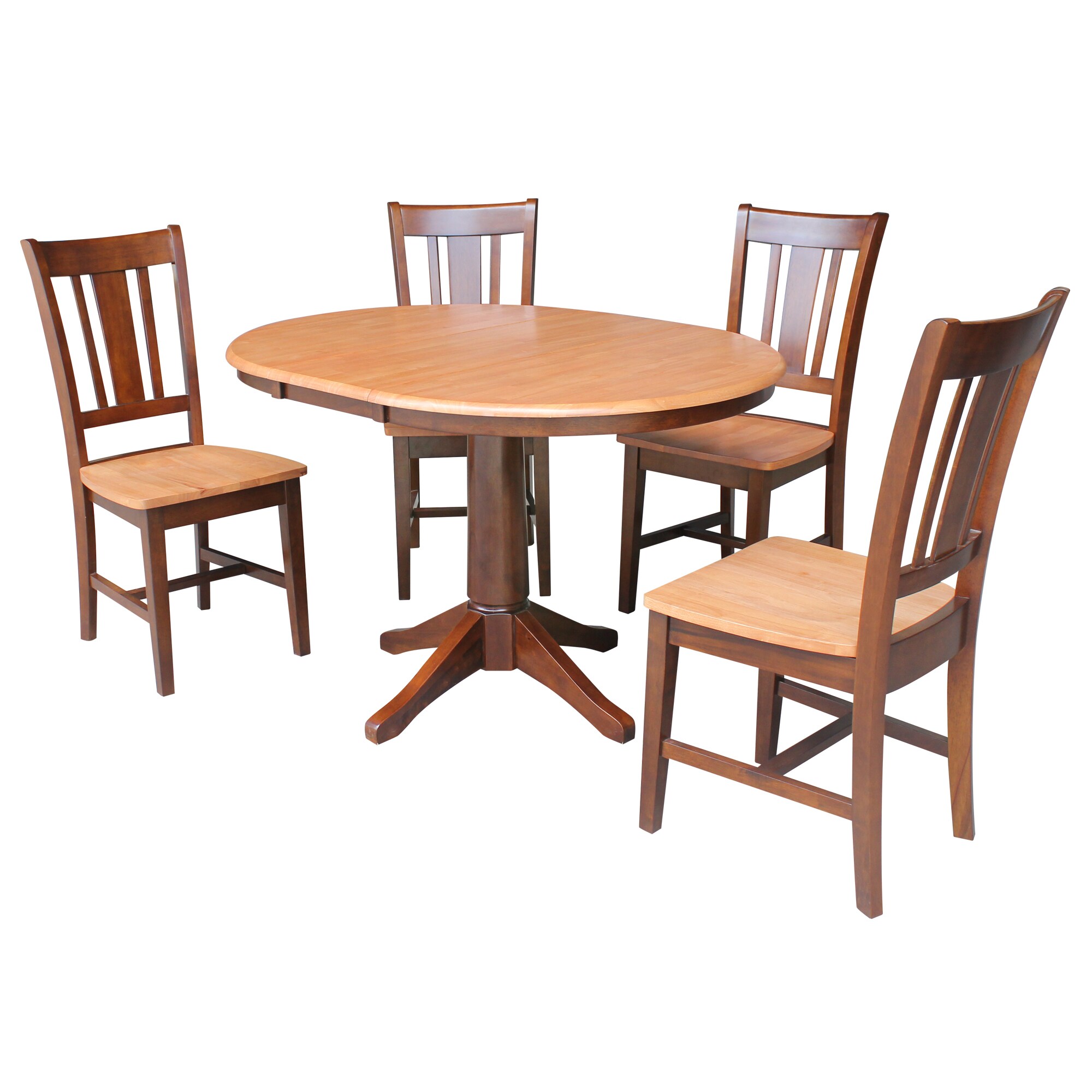 International Concepts K58-36RXT-27B-C10-4 Cinnamon/espresso Traditional Dining Room Set with Round Table ( Seats 4 )