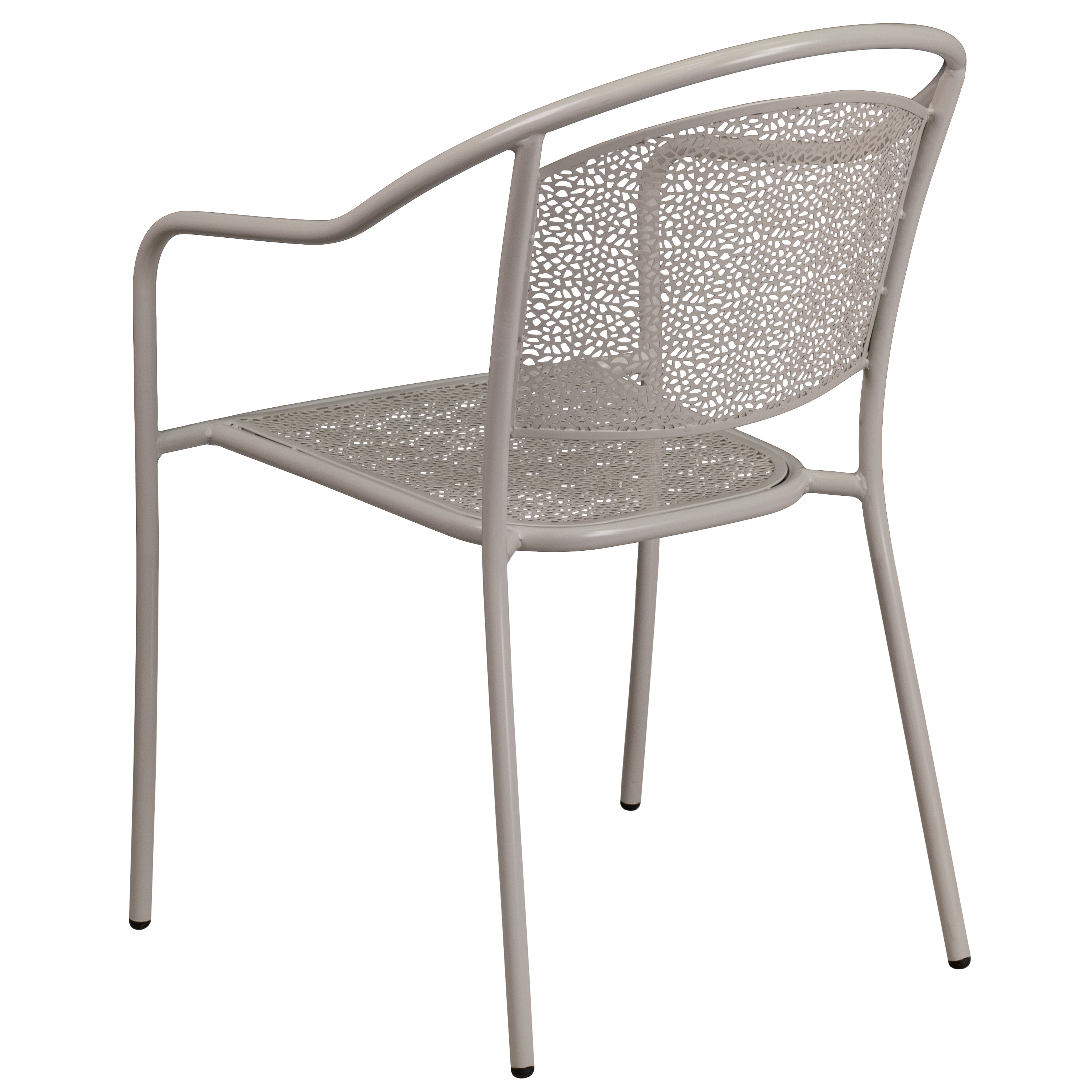 Light Gray Metal Rain Flower Design Stackable Dining Chair