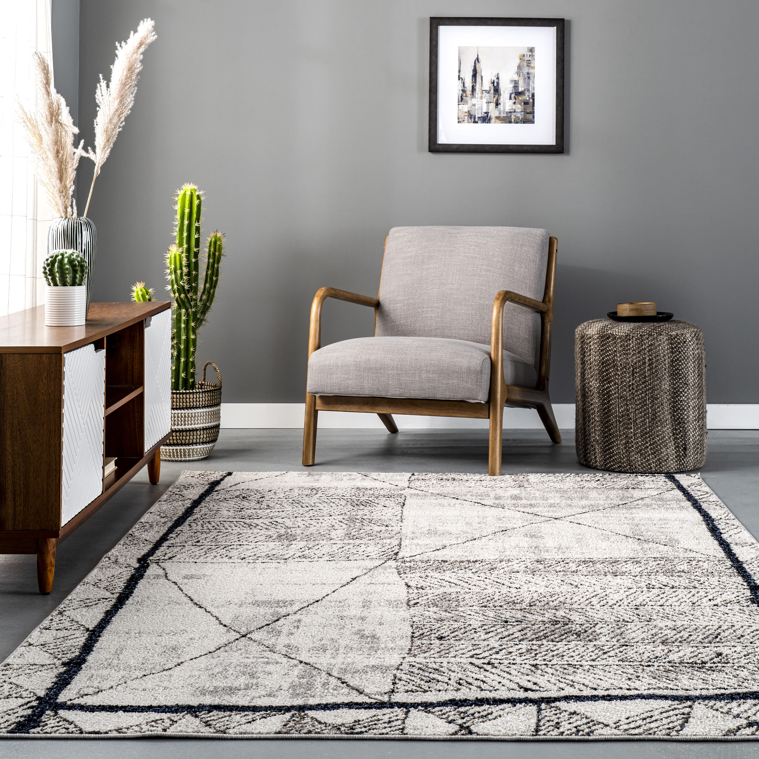 Luxurious Moroccan-Inspired 8' x 10' Geometric Cotton Area Rug