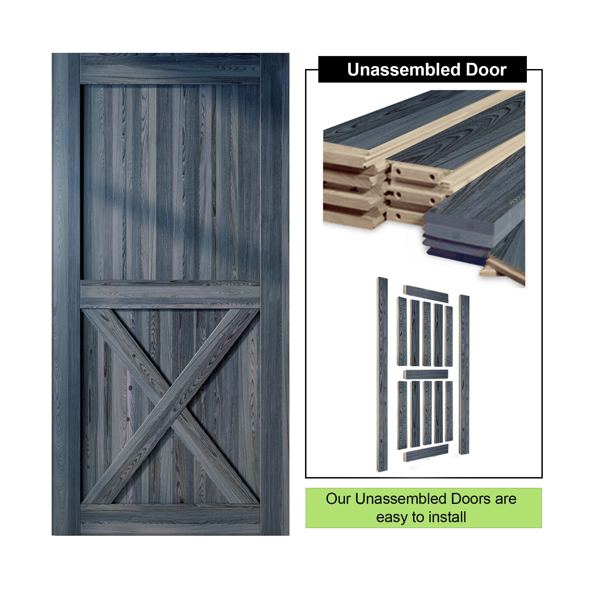 HOMACER 4684-X-NAVY Barn-Doors - View #5