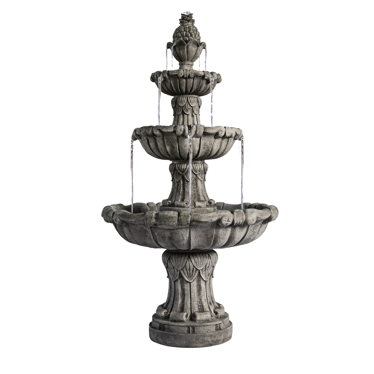 XBrand 5ALLFT8298 58.3-in H Resin Tiered Outdoor Fountain with Birdbath Pump Included
