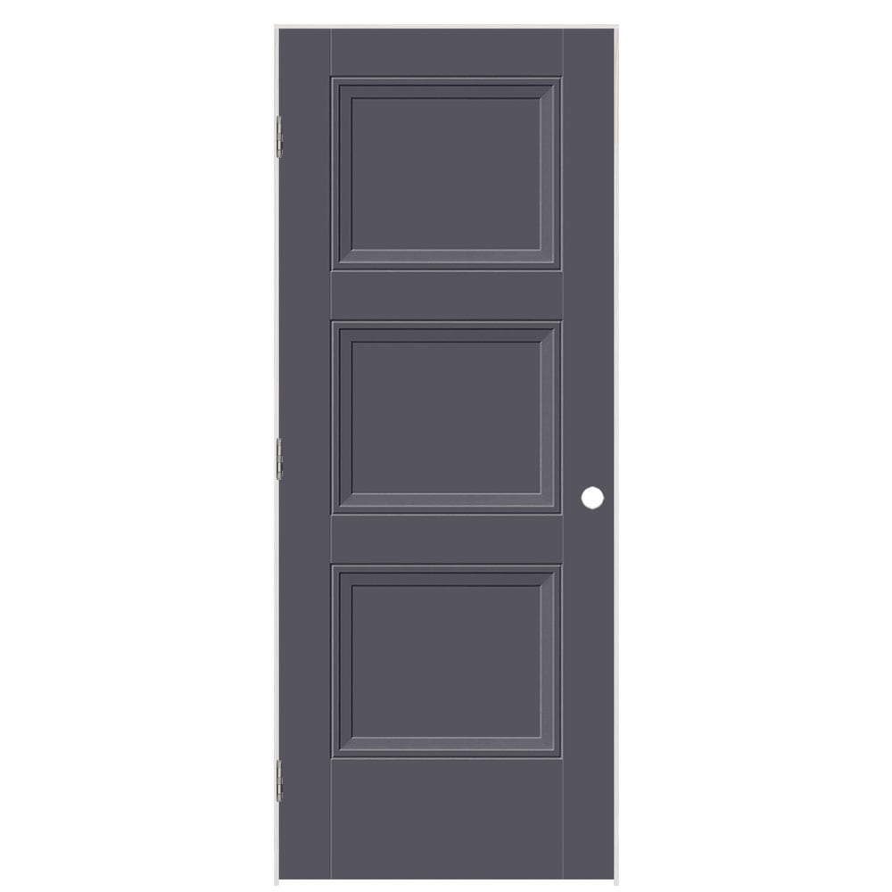 Masonite 1573388 32-in x 80-in Slate Solid core 3-panel square Right hand Smooth Prefinished Molded composite Flat Jamb Single Prehung Interior Door