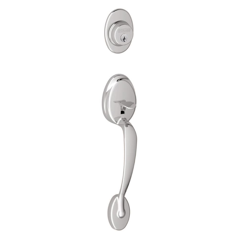 Schlage F58PLY625 F Series Bright Chrome Single-Cylinder Deadbolt Entry door exterior handle with