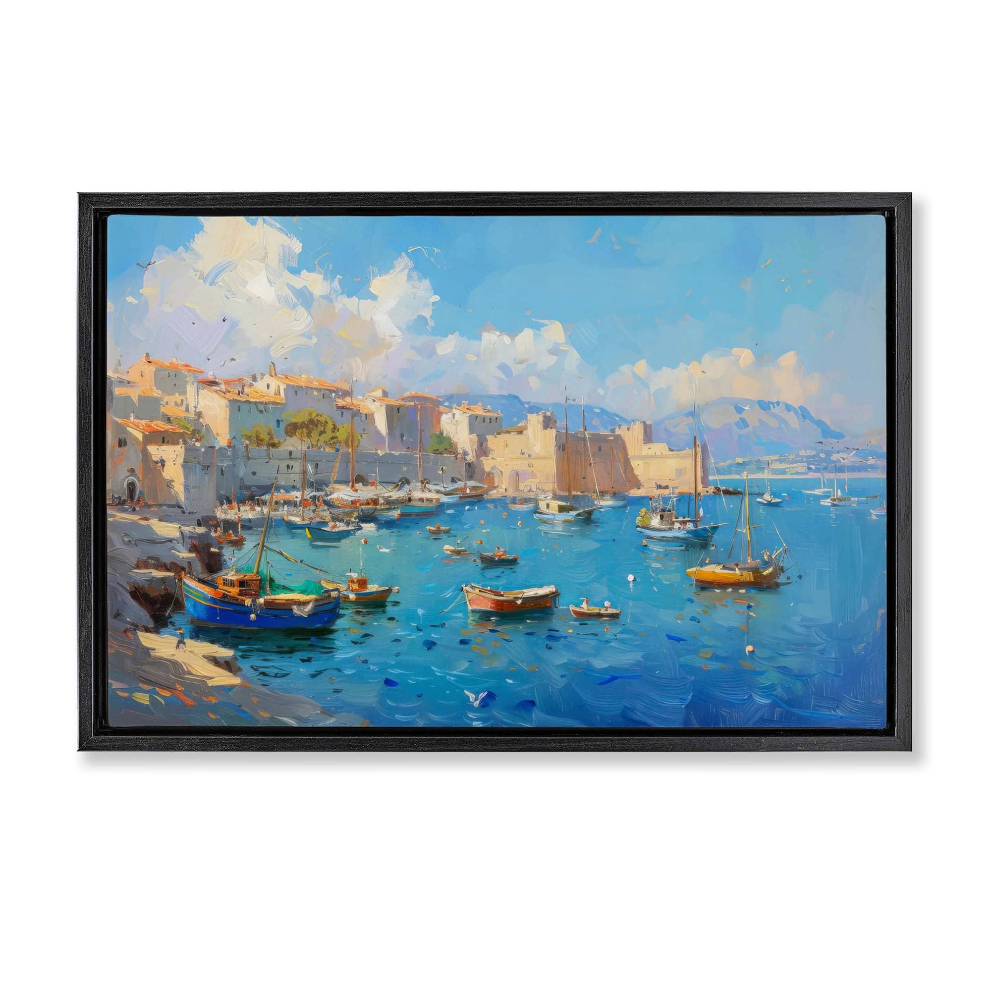 Stupell Industries BT-726-FFB-20X30 Nautical Harbor Coastal Town Floating Frame design by LSR Design Studio